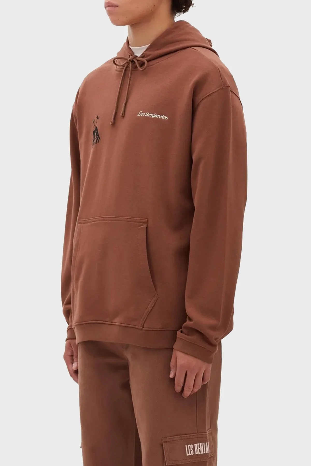 Les Benjamins Logolu Sırt Baskılı Kanguru Cepli Kapüşonlu Relaxed Fit Erkek Sweat LB22FWGASMUHD-002 KAHVE - 4