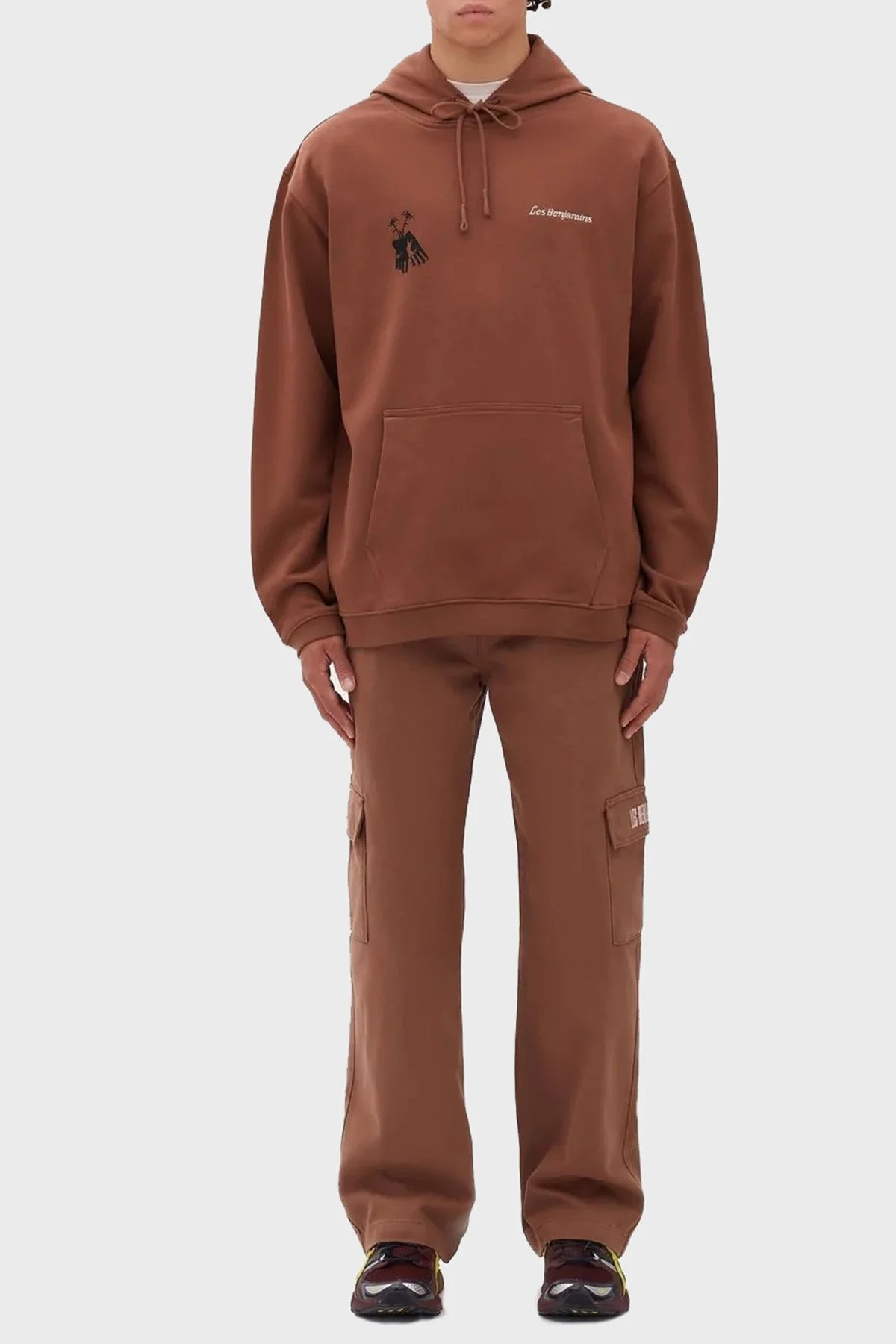 Les Benjamins Logolu Sırt Baskılı Kanguru Cepli Kapüşonlu Relaxed Fit Erkek Sweat LB22FWGASMUHD-002 KAHVE - 5