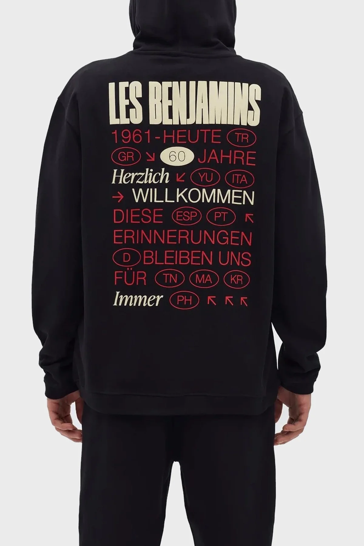 Les Benjamins Logolu Sırt Baskılı Kanguru Cepli Kapüşonlu Relaxed Fit Erkek Sweat LB22FWGASMUHD-004 SİYAH - 1