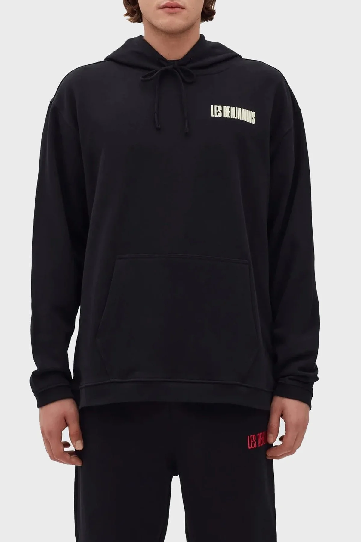 Les Benjamins Logolu Sırt Baskılı Kanguru Cepli Kapüşonlu Relaxed Fit Erkek Sweat LB22FWGASMUHD-004 SİYAH - 2