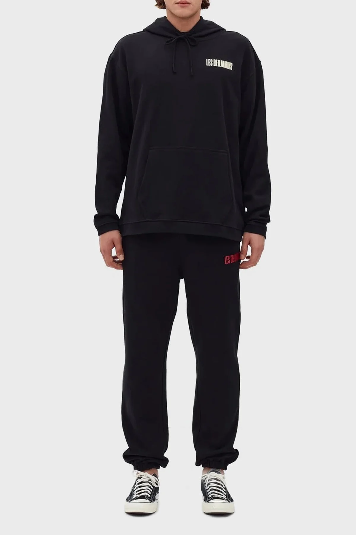 Les Benjamins Logolu Sırt Baskılı Kanguru Cepli Kapüşonlu Relaxed Fit Erkek Sweat LB22FWGASMUHD-004 SİYAH - 5