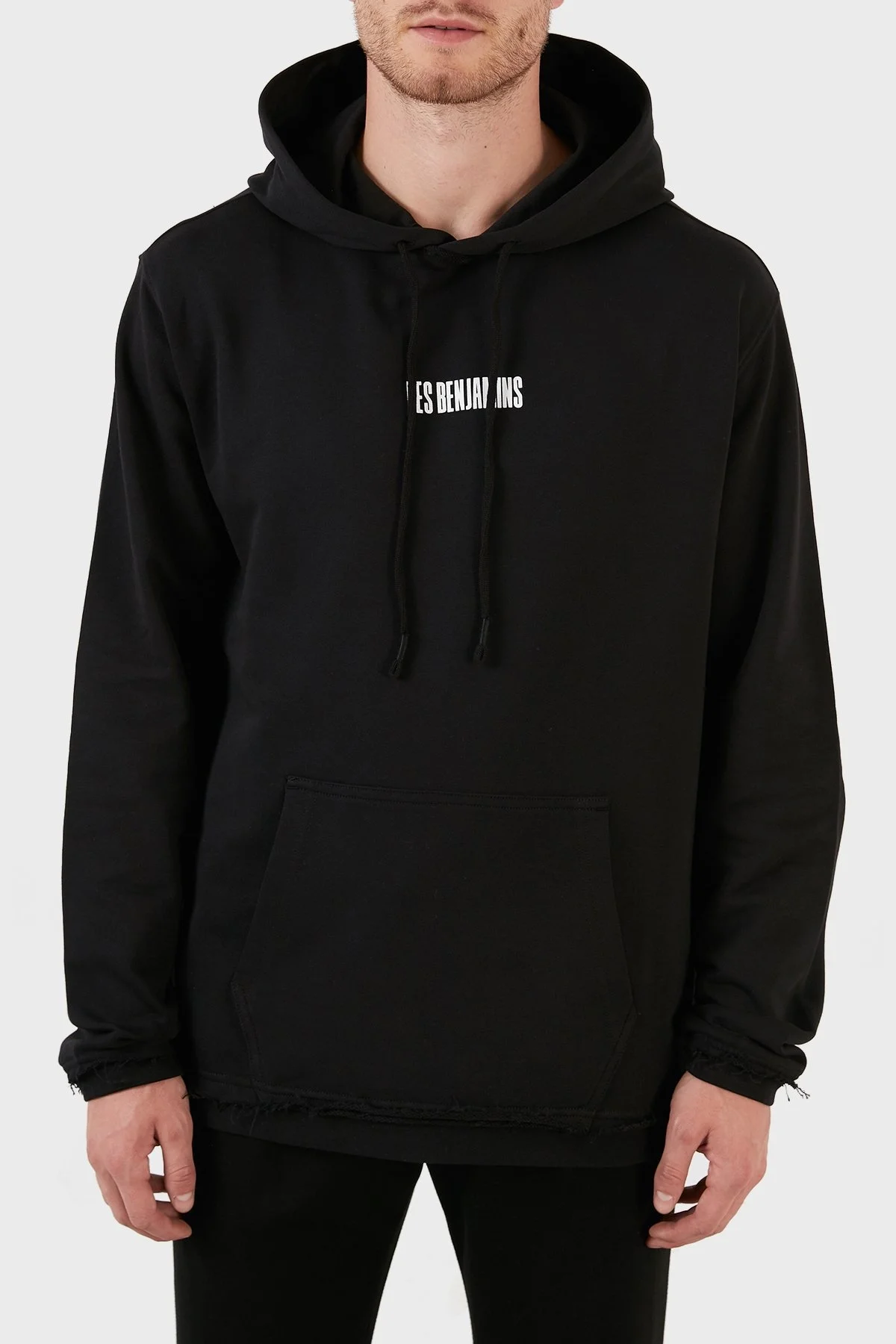 Les Benjamins Logolu Sırt Baskılı Kanguru Cepli Kapüşonlu Relaxed Fit Erkek Sweat LB22FWGASMUHD-008 SİYAH - 2