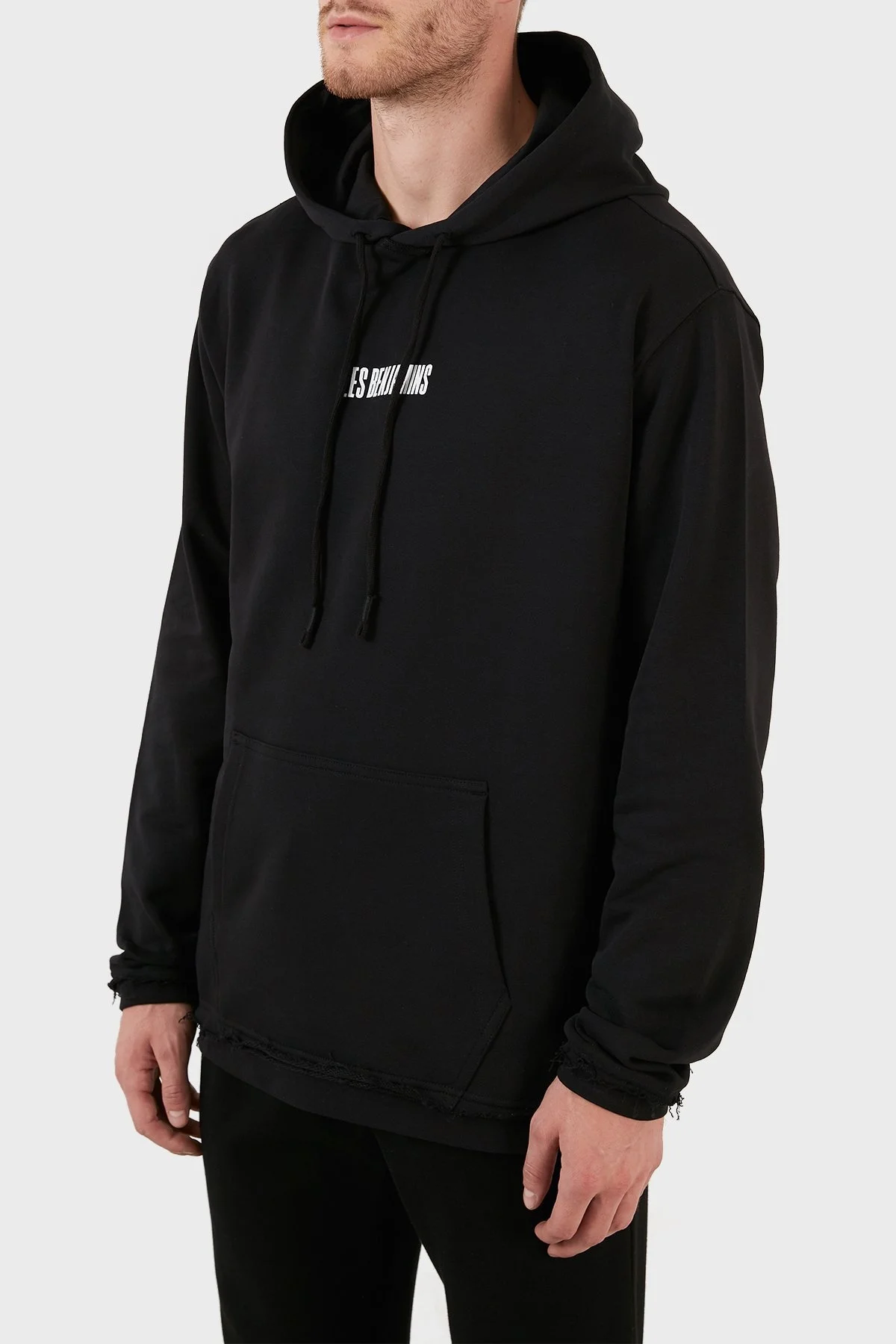Les Benjamins Logolu Sırt Baskılı Kanguru Cepli Kapüşonlu Relaxed Fit Erkek Sweat LB22FWGASMUHD-008 SİYAH - 3