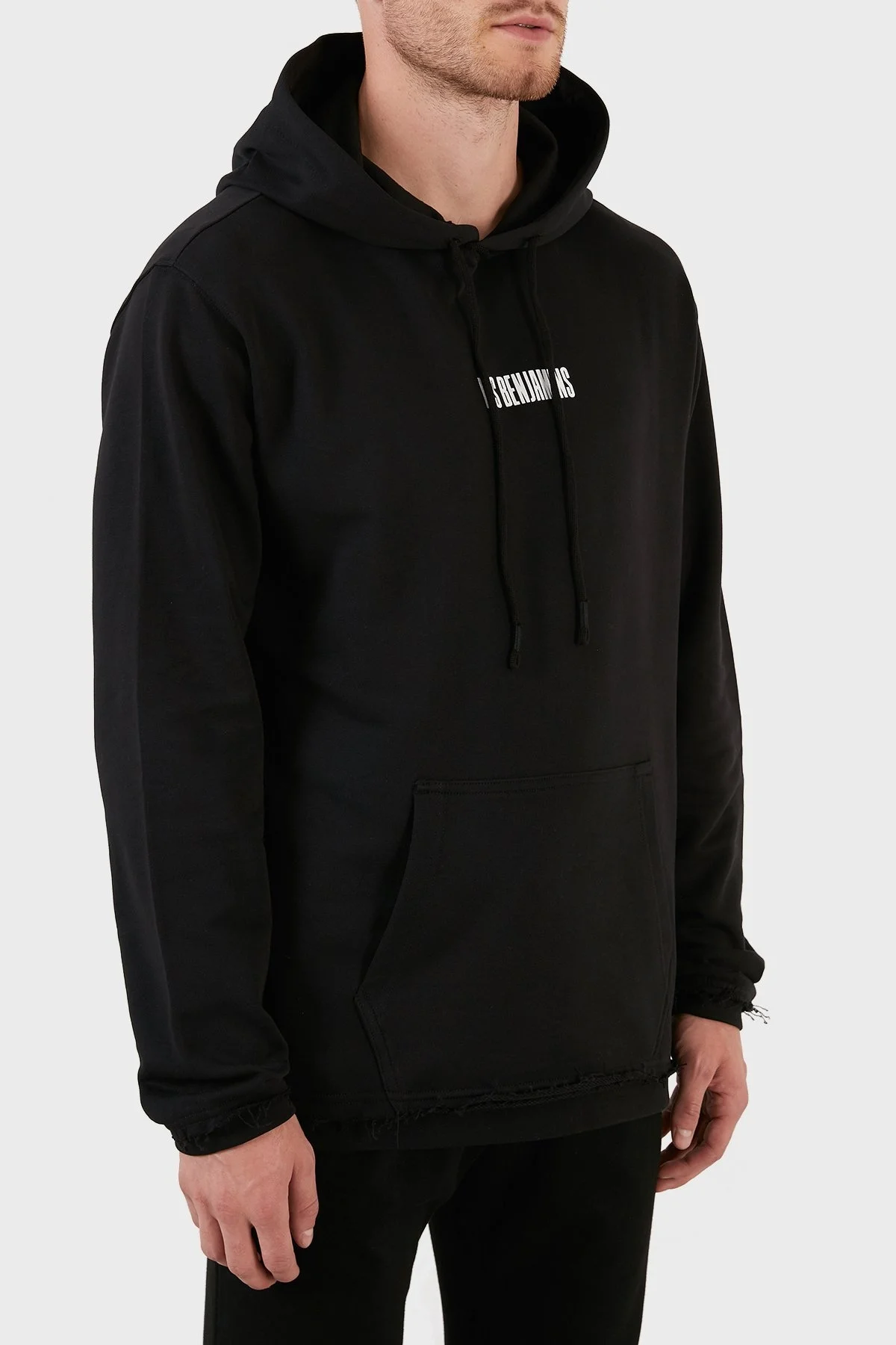 Les Benjamins Logolu Sırt Baskılı Kanguru Cepli Kapüşonlu Relaxed Fit Erkek Sweat LB22FWGASMUHD-008 SİYAH - 5