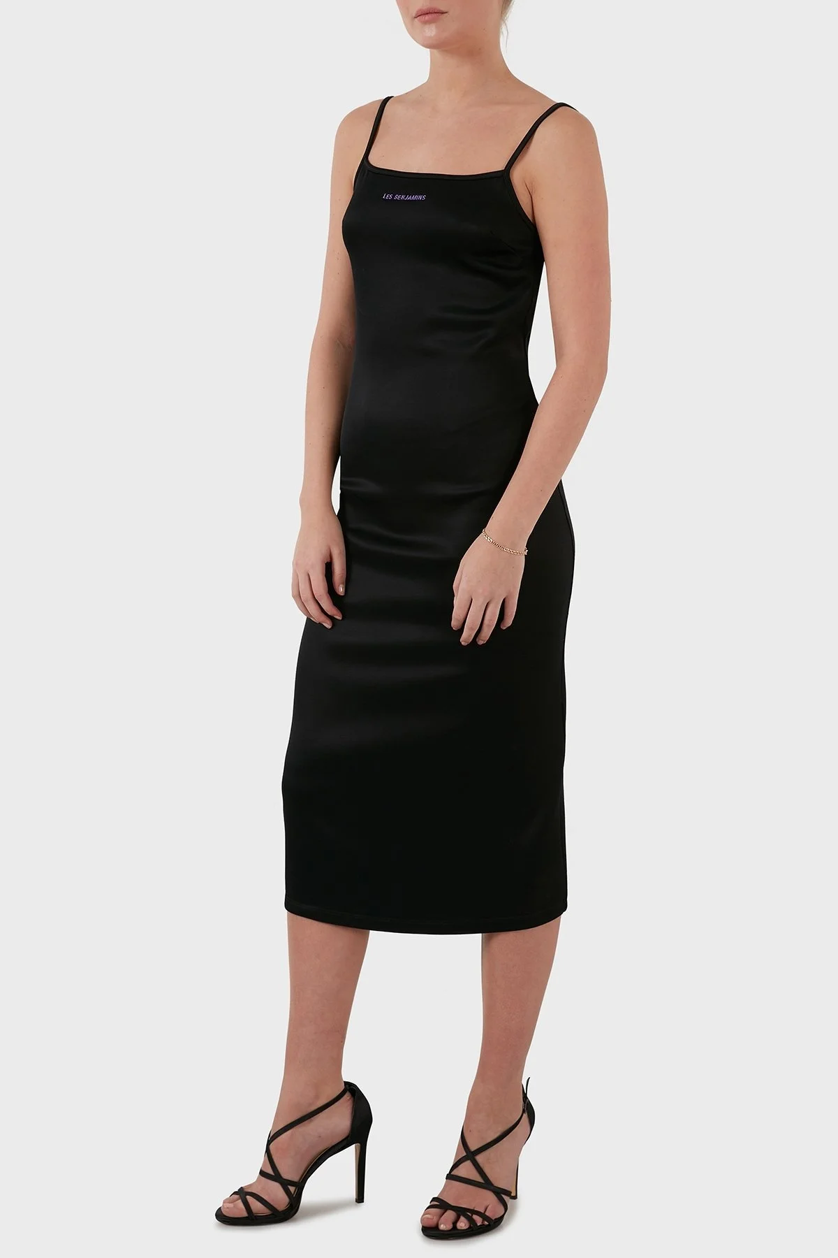 Les Benjamins Logolu Sırt Dekolteli Midi Boy Bayan Elbise LB21SSCORFUDR-001 SİYAH - 1