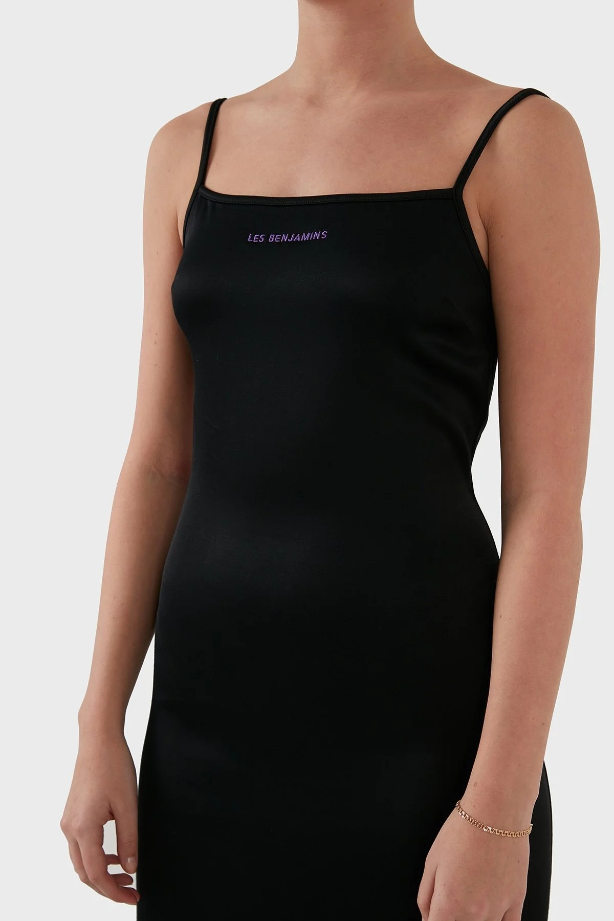 Les Benjamins Logolu Sırt Dekolteli Midi Boy Bayan Elbise LB21SSCORFUDR-001 SİYAH - 3