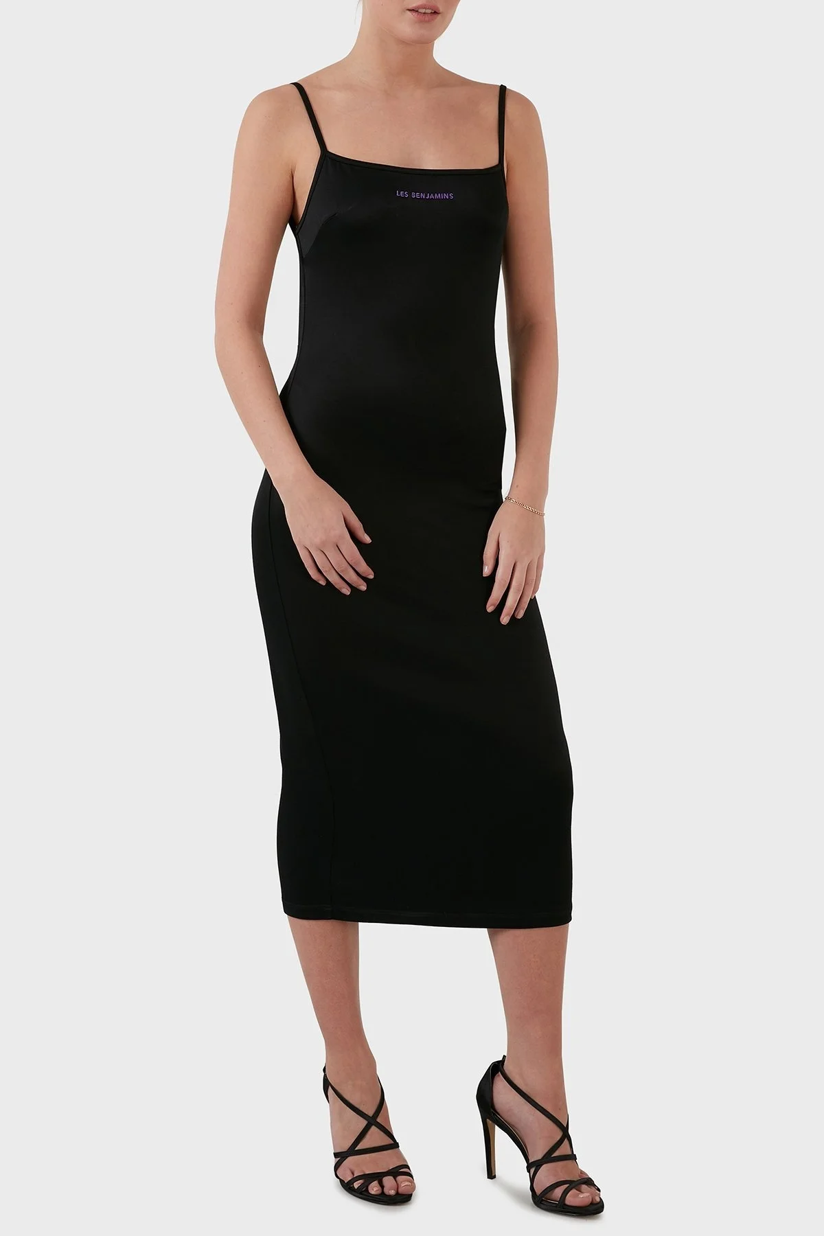 Les Benjamins Logolu Sırt Dekolteli Midi Boy Bayan Elbise LB21SSCORFUDR-001 SİYAH - 4