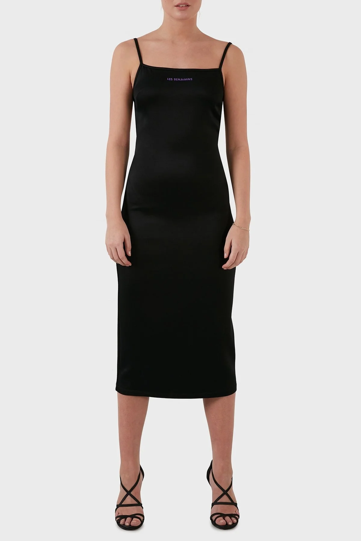 Les Benjamins Logolu Sırt Dekolteli Midi Boy Bayan Elbise LB21SSCORFUDR-001 SİYAH - 6