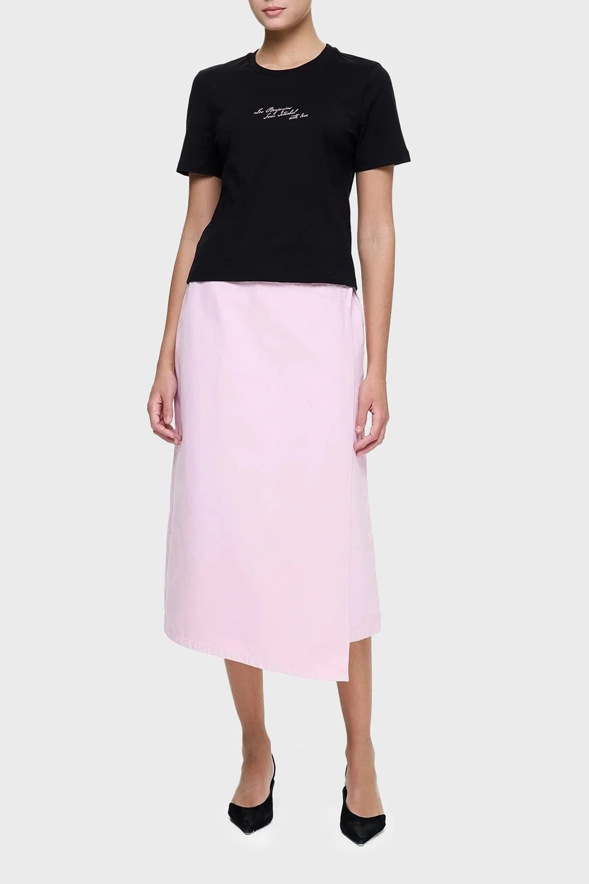 Les Benjamins Ön ve Arka Baskılı % 100 Pamuk Regular Fit Bayan T Shirt LB25SSUNLFUTS-008 SİYAH - 2