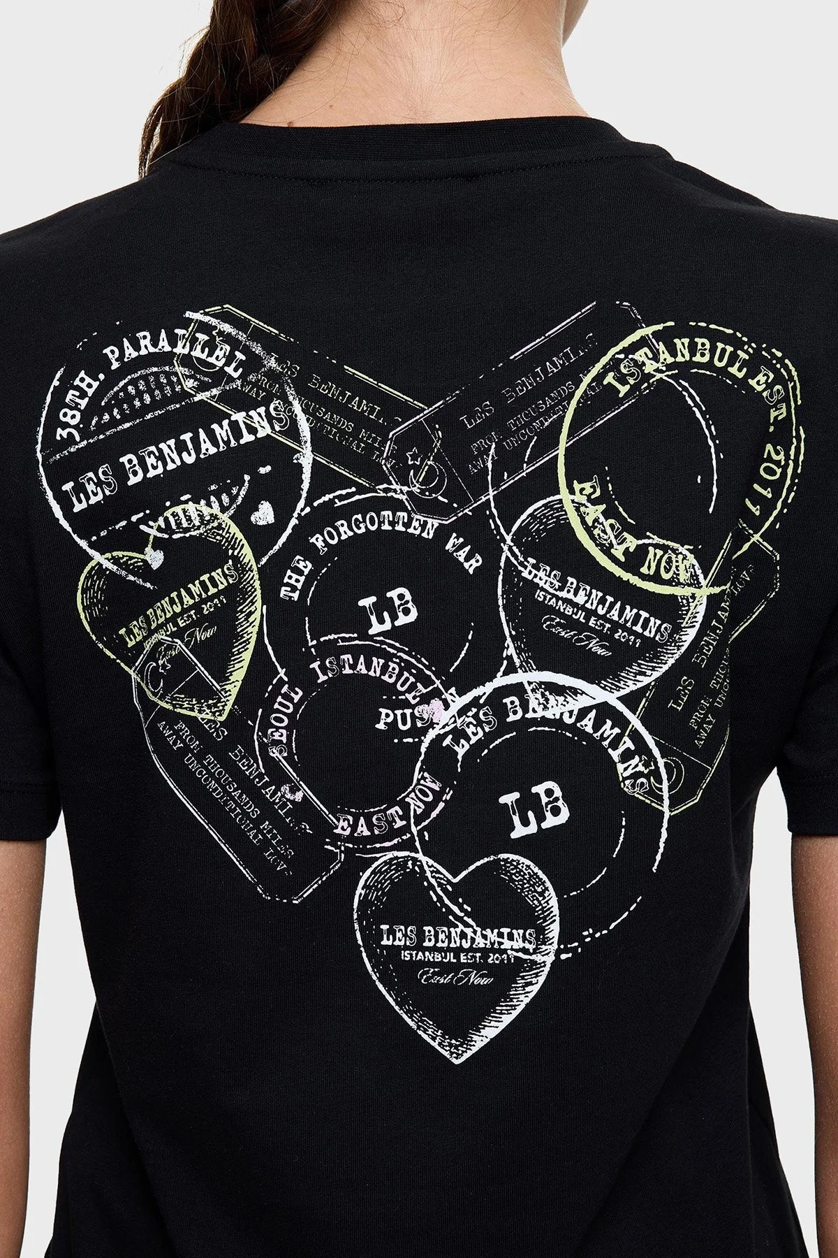 Les Benjamins Ön ve Arka Baskılı % 100 Pamuk Regular Fit Bayan T Shirt LB25SSUNLFUTS-008 SİYAH - 5