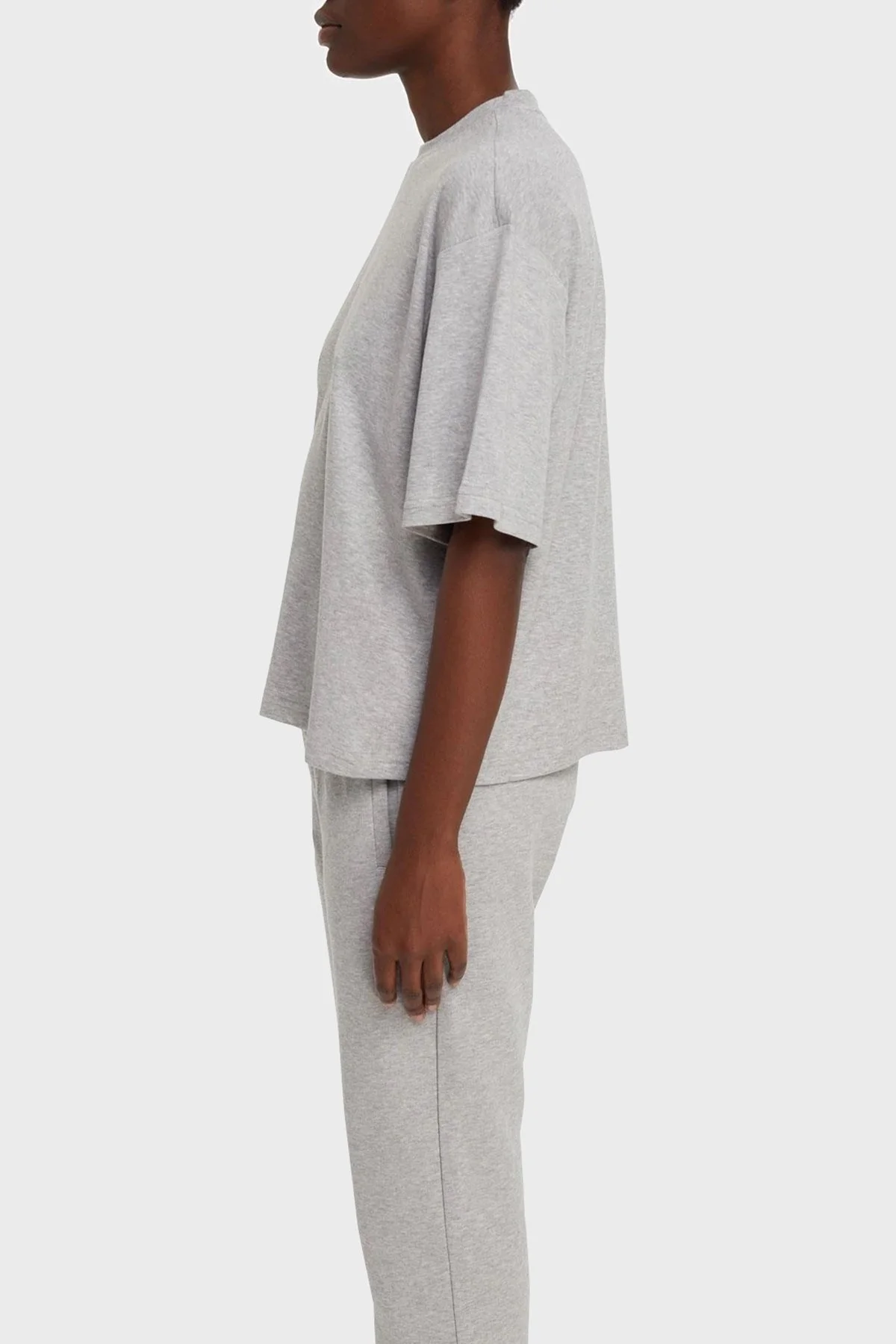 Les Benjamins Oversize Bisiklet Yaka % 100 Pamuk Bayan T Shirt LB21SSCORFUOT-003 AÇIK GRİ - 3