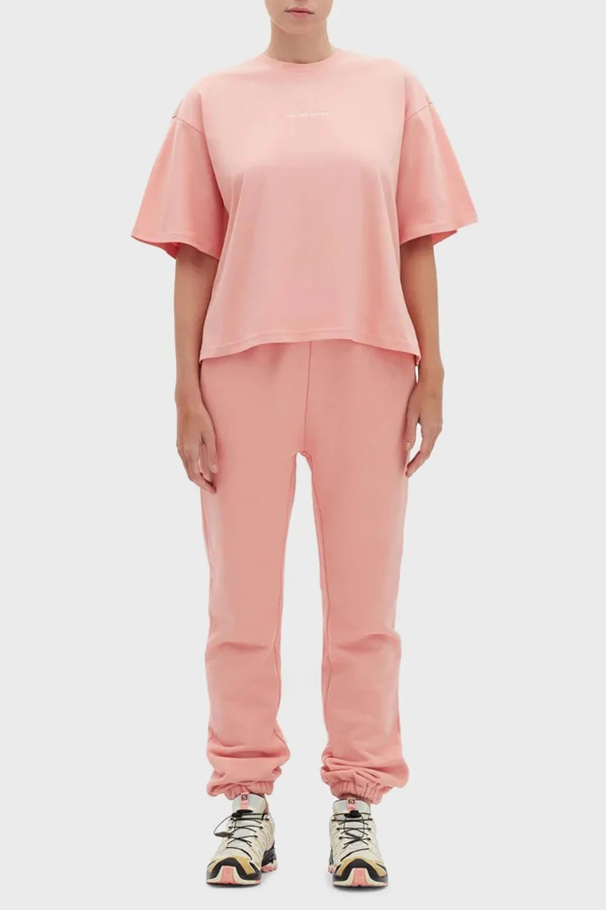 Les Benjamins Oversize Bisiklet Yaka % 100 Pamuk Cropped Bayan T Shirt LB22FWESSFUOT-306 CORAL - 3