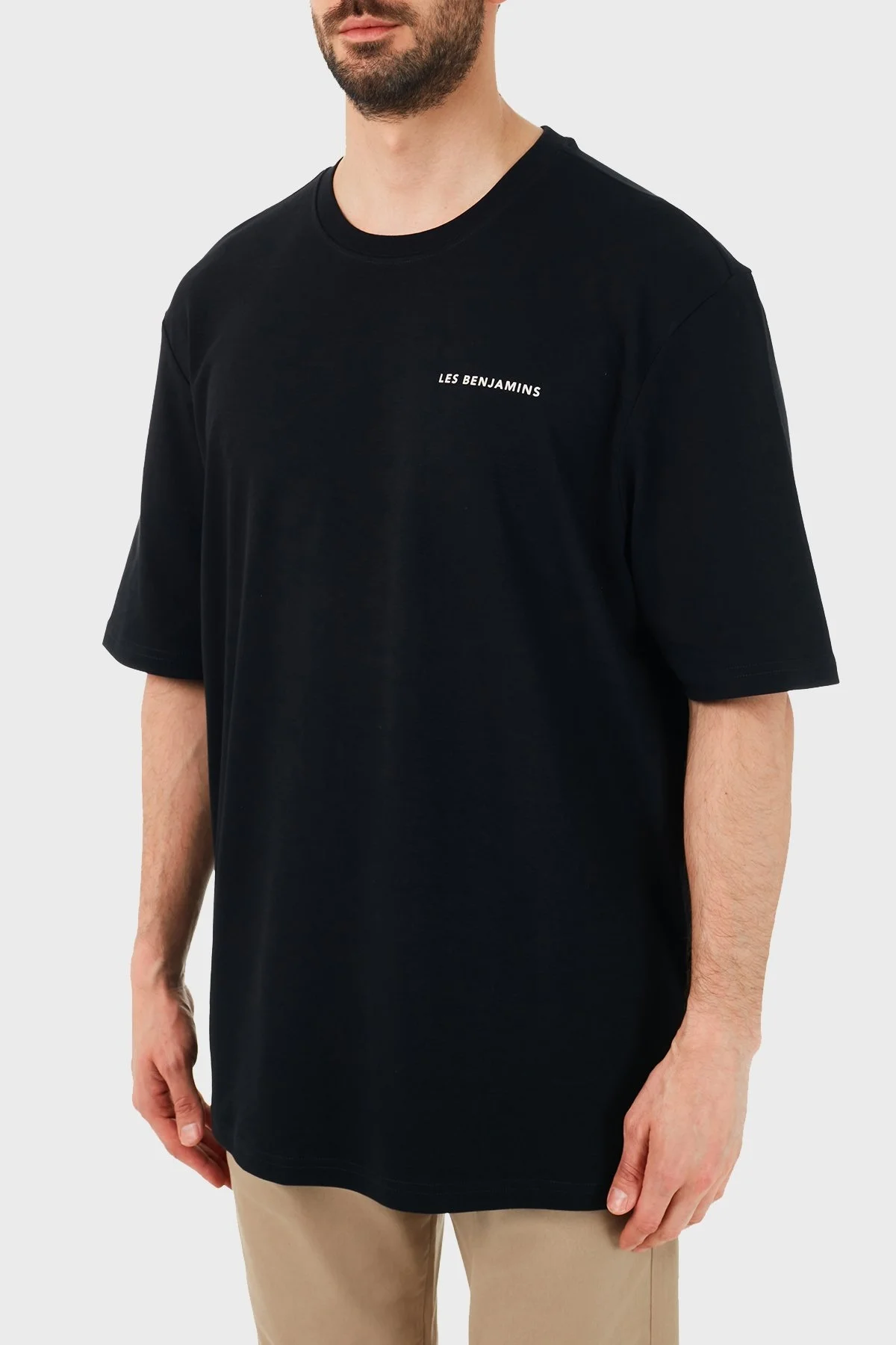 Les Benjamins Oversize Bisiklet Yaka % 100 Pamuk Erkek T Shirt LB21SSCORMUOT-001 SİYAH - 2