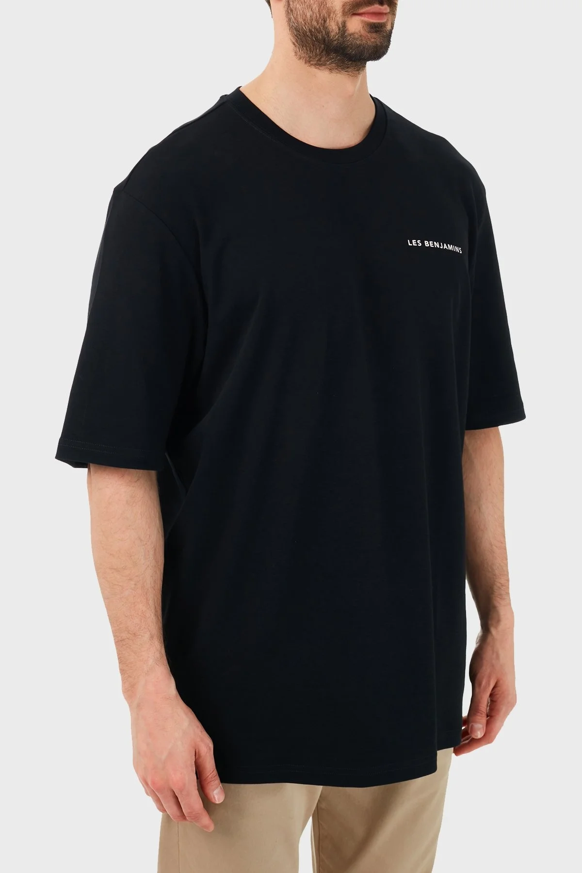 Les Benjamins Oversize Bisiklet Yaka % 100 Pamuk Erkek T Shirt LB21SSCORMUOT-001 SİYAH - 4