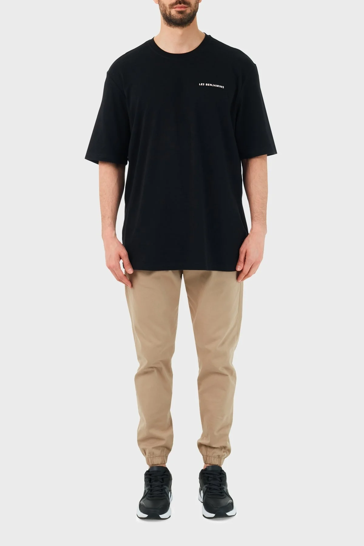 Les Benjamins Oversize Bisiklet Yaka % 100 Pamuk Erkek T Shirt LB21SSCORMUOT-001 SİYAH - 5