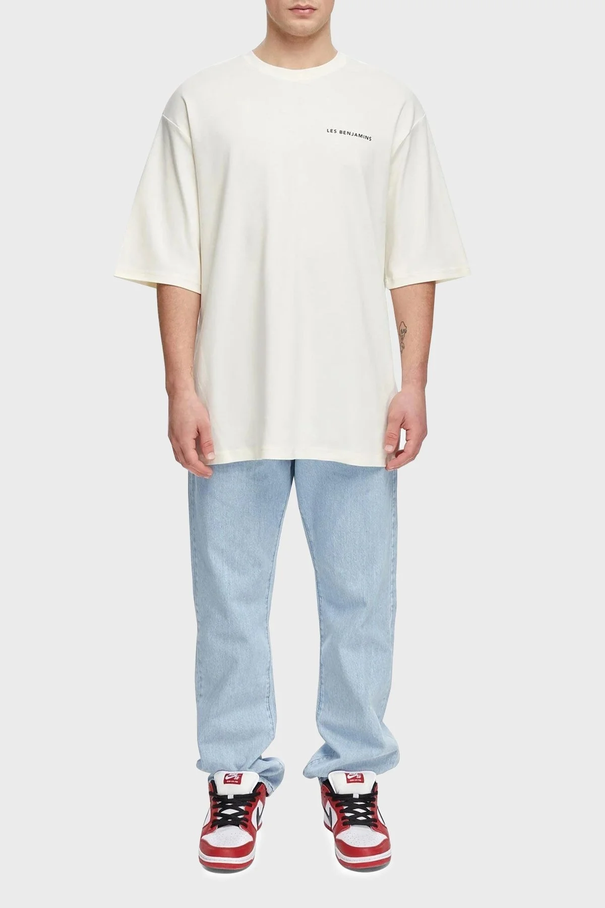 Les Benjamins Oversize Bisiklet Yaka % 100 Pamuk Erkek T Shirt LB21SSCORMUOT-004 EKRU - 4