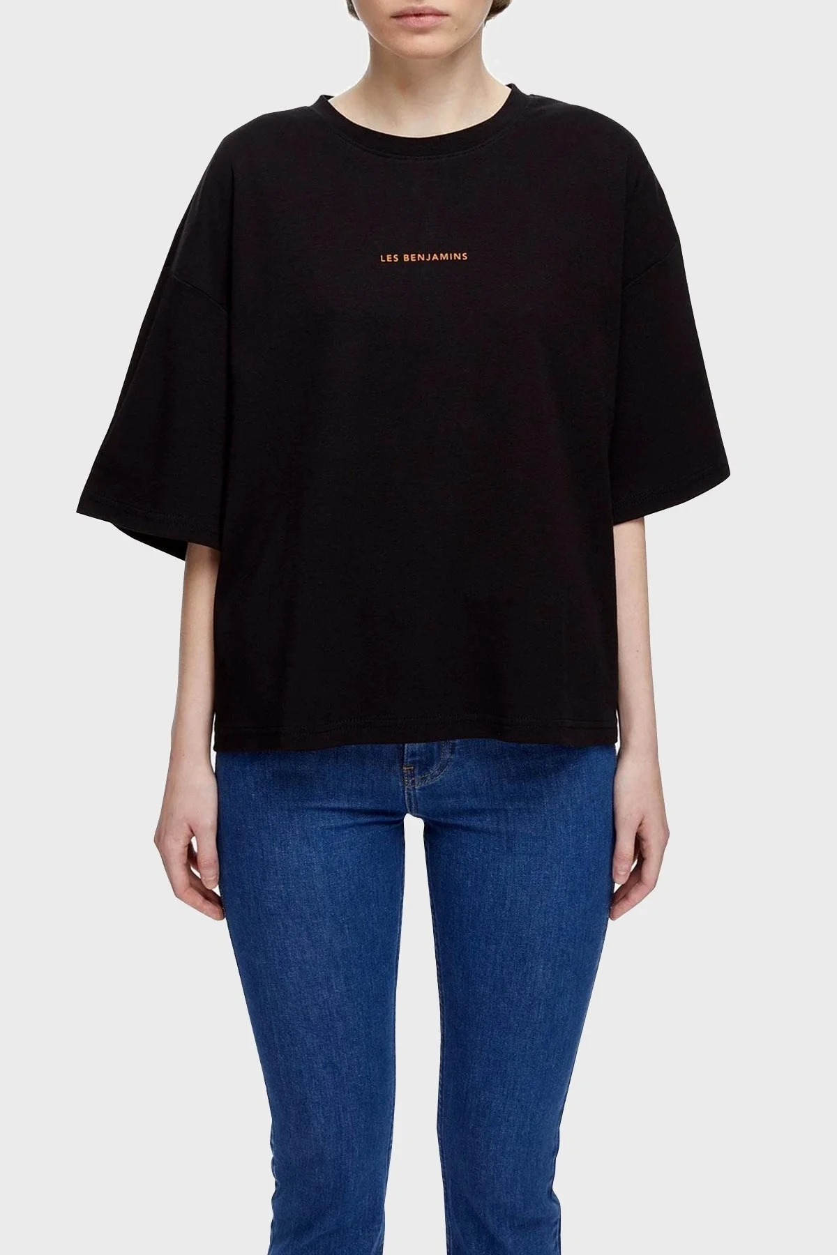 Les Benjamins Oversize Bisiklet Yaka % 100 Pamuk Bayan T Shirt LB21SSCORFUOT-001 SİYAH - 1