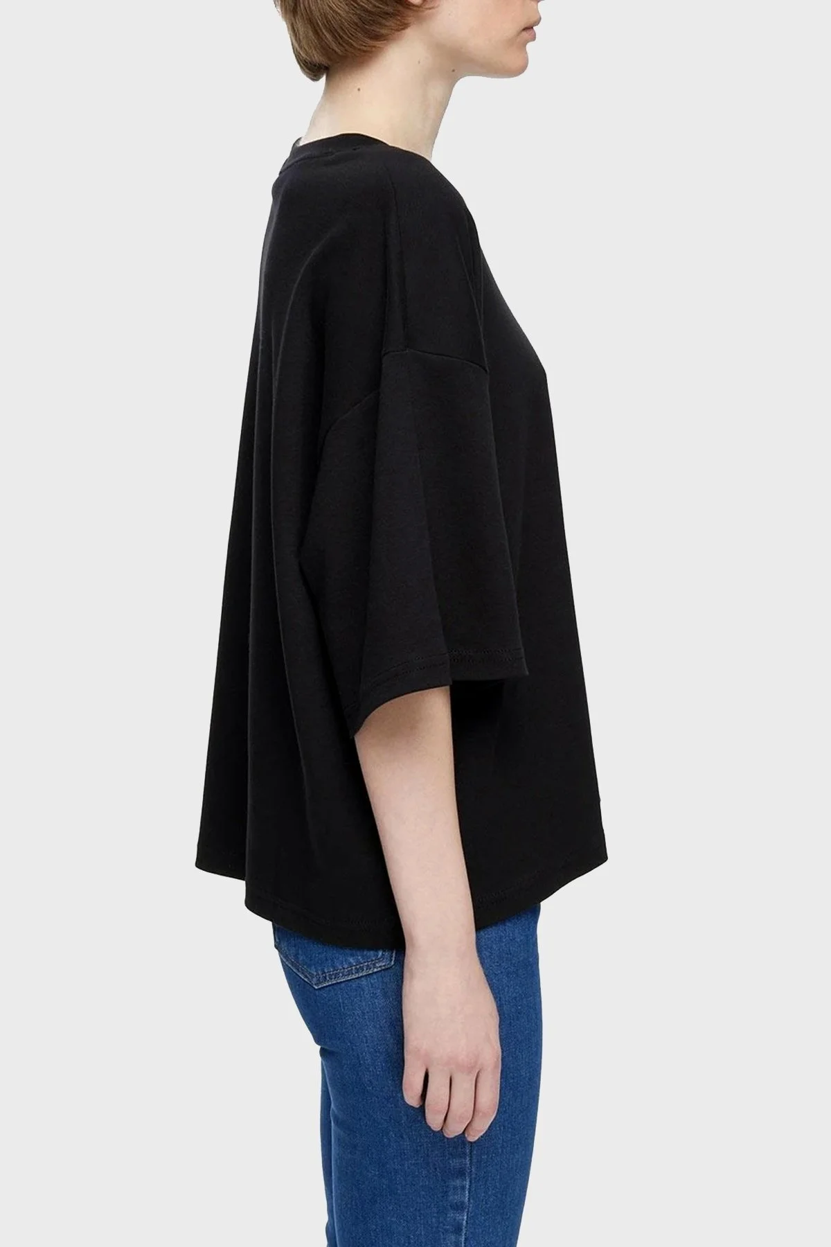 Les Benjamins Oversize Bisiklet Yaka % 100 Pamuk Bayan T Shirt LB21SSCORFUOT-001 SİYAH - 3