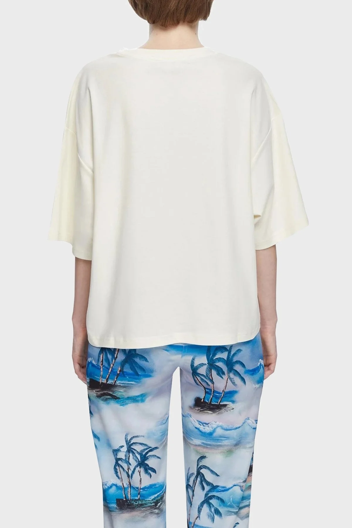 Les Benjamins Oversize Bisiklet Yaka % 100 Pamuk Bayan T Shirt LB21SSCORFUOT-004 EKRU - 8