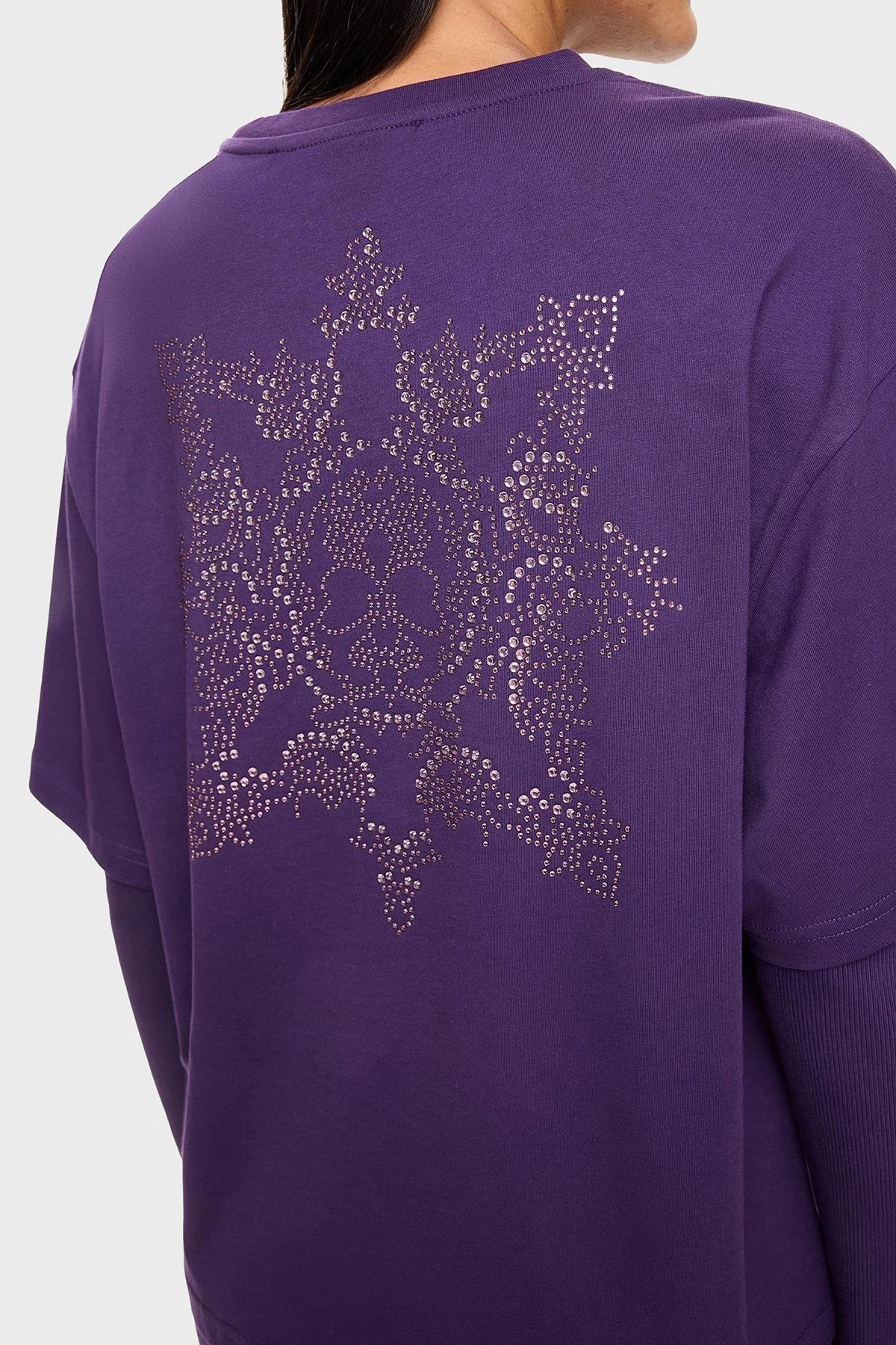 Les Benjamins Oversized Fit Bisiklet Yaka Bayan T Shirt LB24FWEAPFUTS-002 MOR - 5