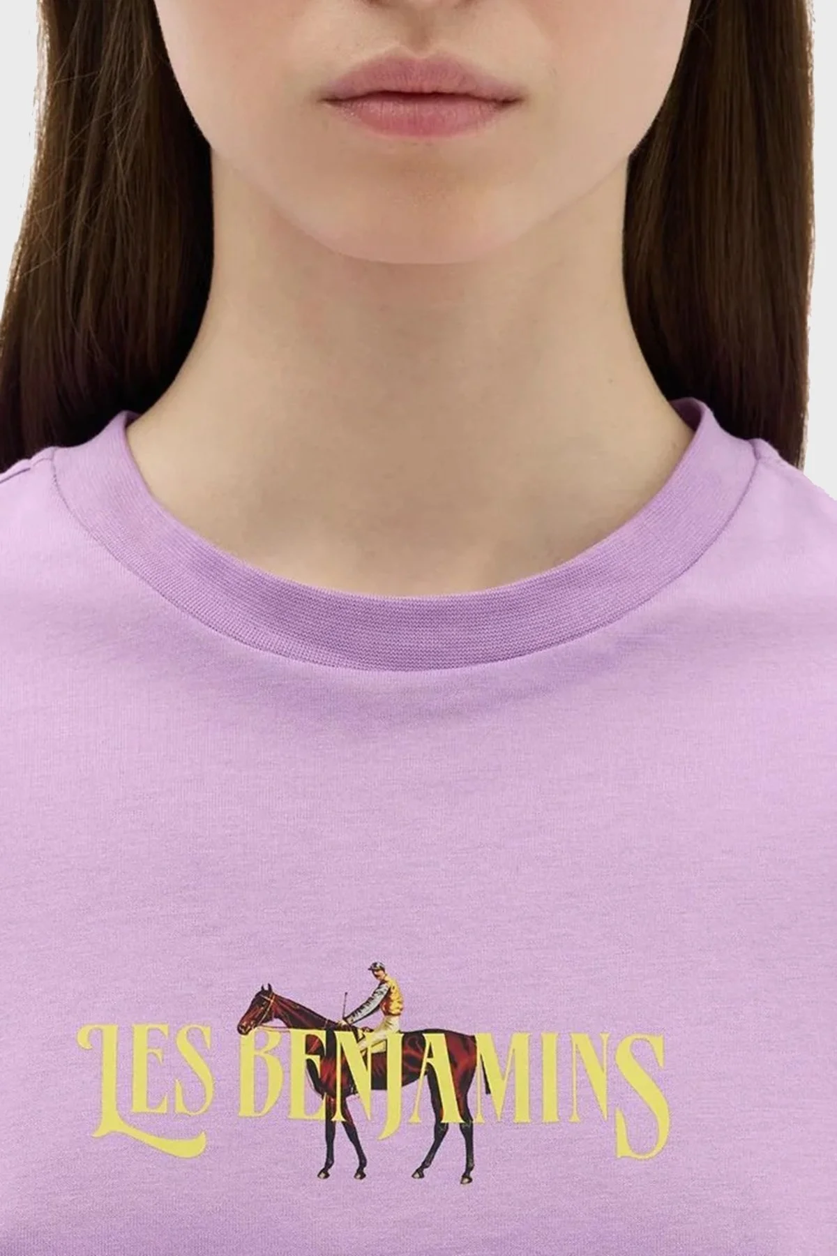 Les Benjamins Pamuklu Baskılı Loose Fit Bisiklet Yaka Bayan T Shirt LB23SSHOEFUTS-015 LİLA - 5