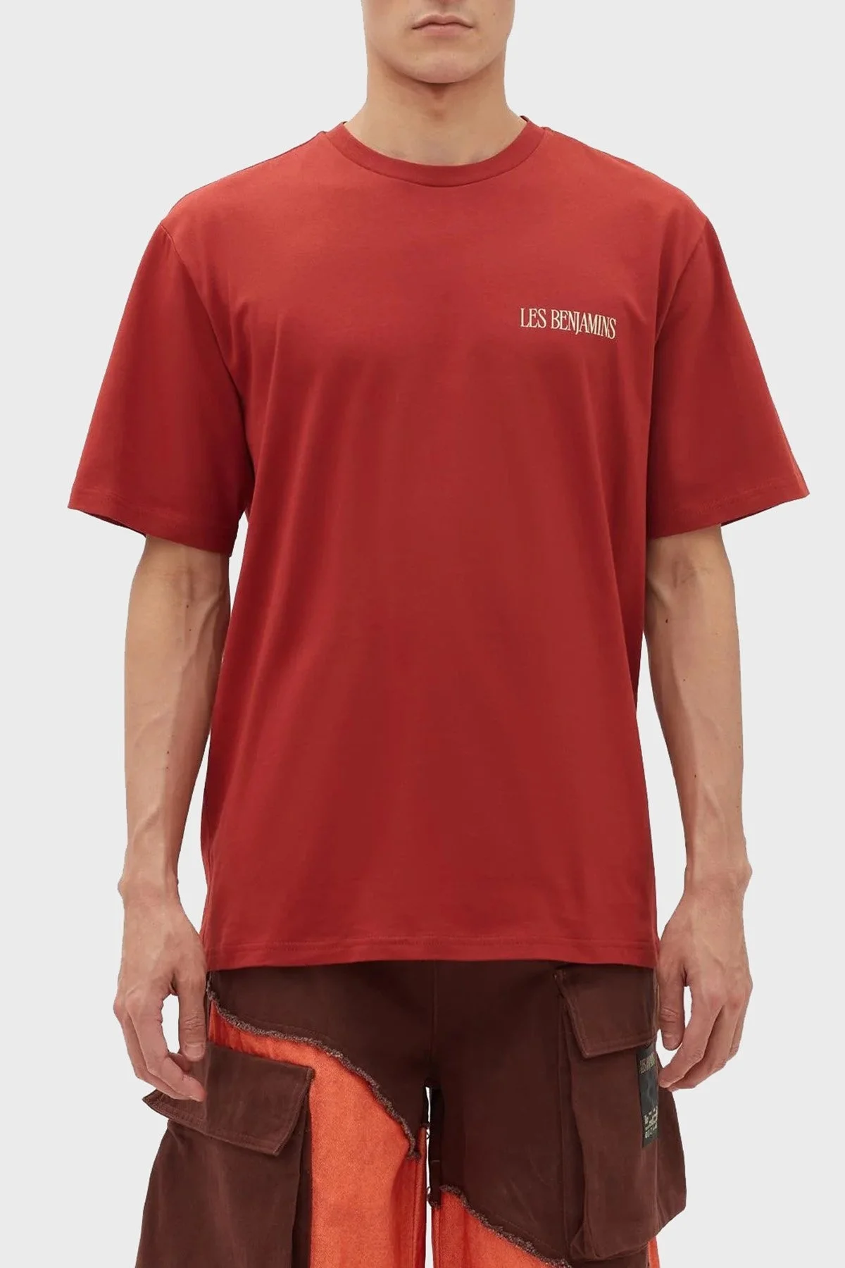 Les Benjamins Pamuklu Baskılı Oversize Erkek T Shirt LB23FWFRWMUTS-001 KİREMİT - 1