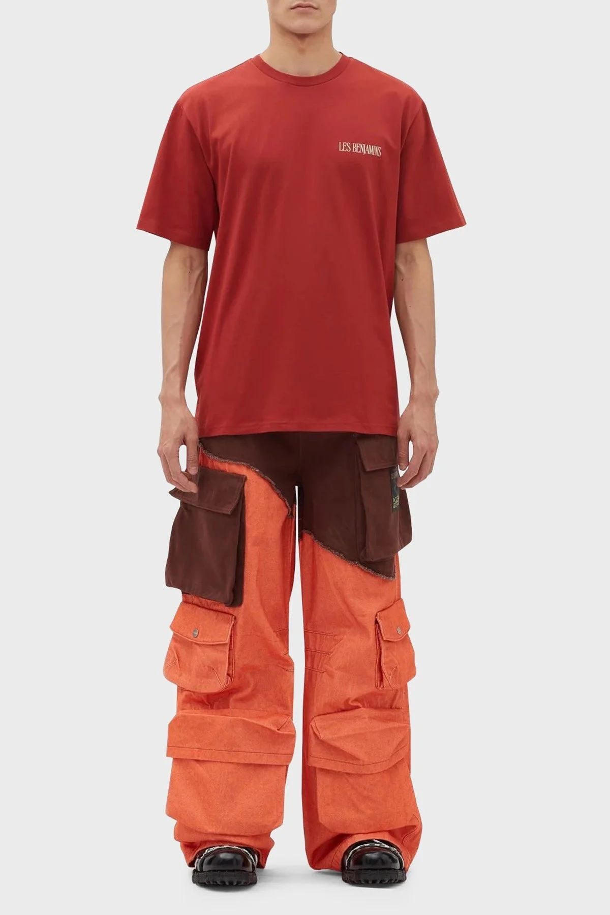 Les Benjamins Pamuklu Baskılı Oversize Erkek T Shirt LB23FWFRWMUTS-001 KİREMİT - 3