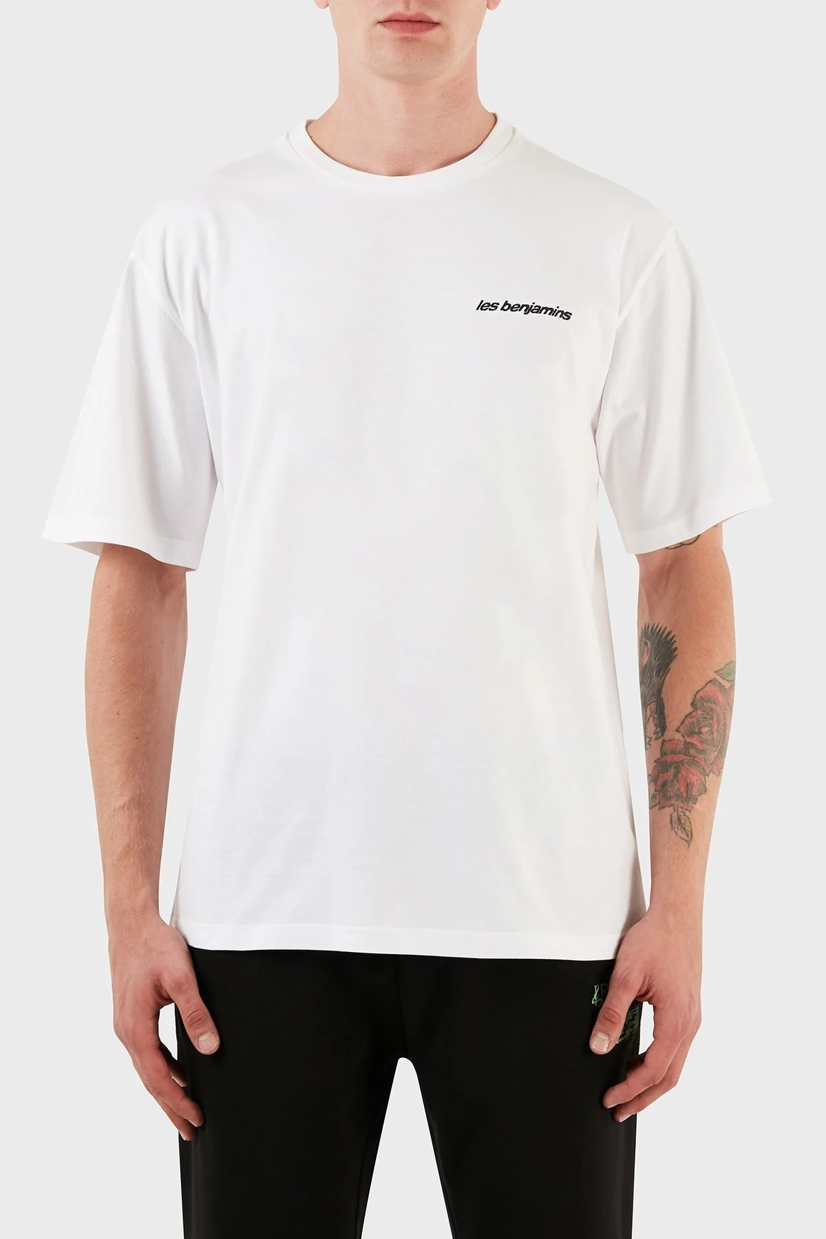 Les Benjamins Pamuklu Baskılı Oversize Erkek T Shirt LB23FWFRWMUTS-004 BEYAZ - 2