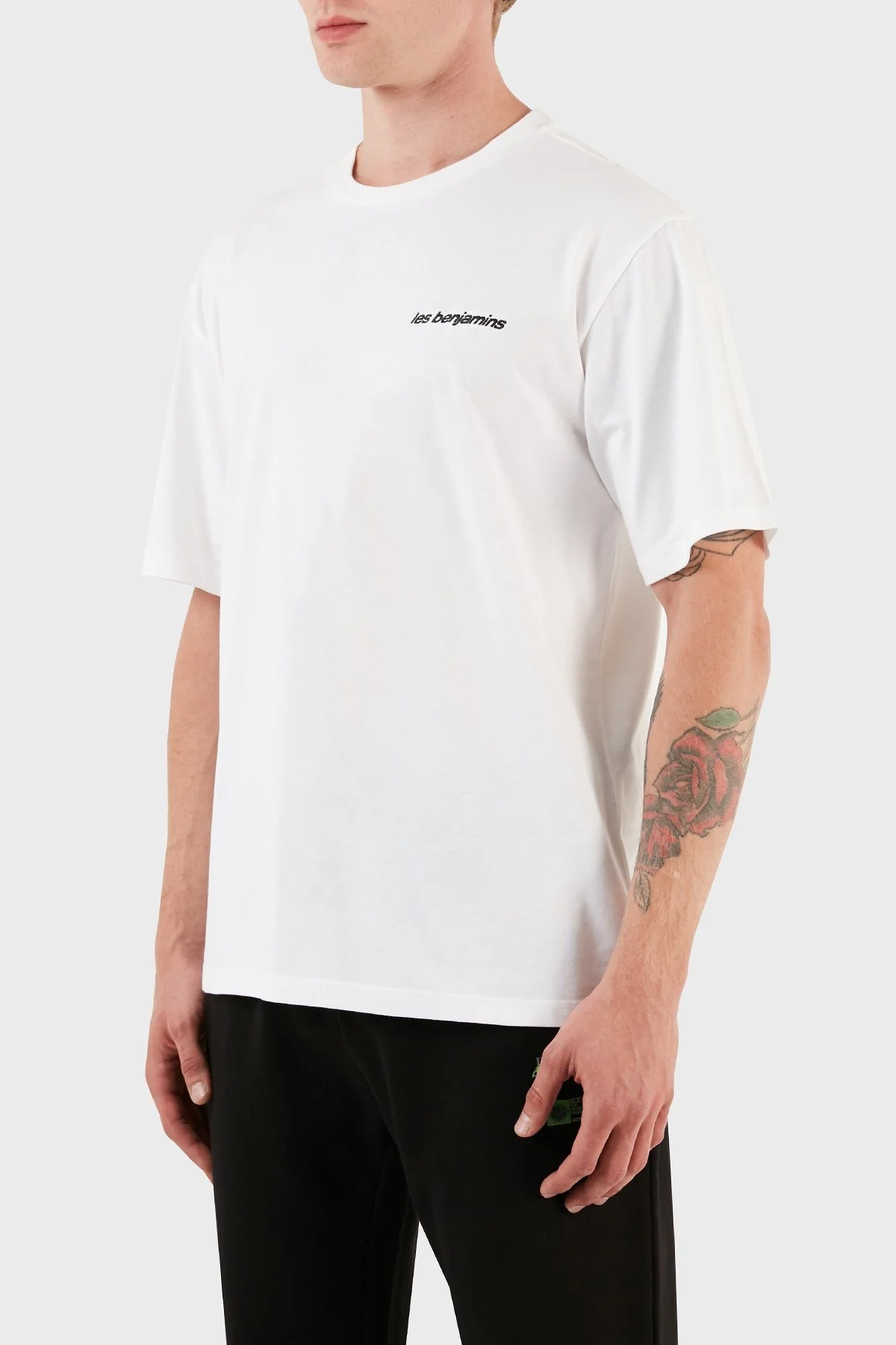 Les Benjamins Pamuklu Baskılı Oversize Erkek T Shirt LB23FWFRWMUTS-004 BEYAZ - 3