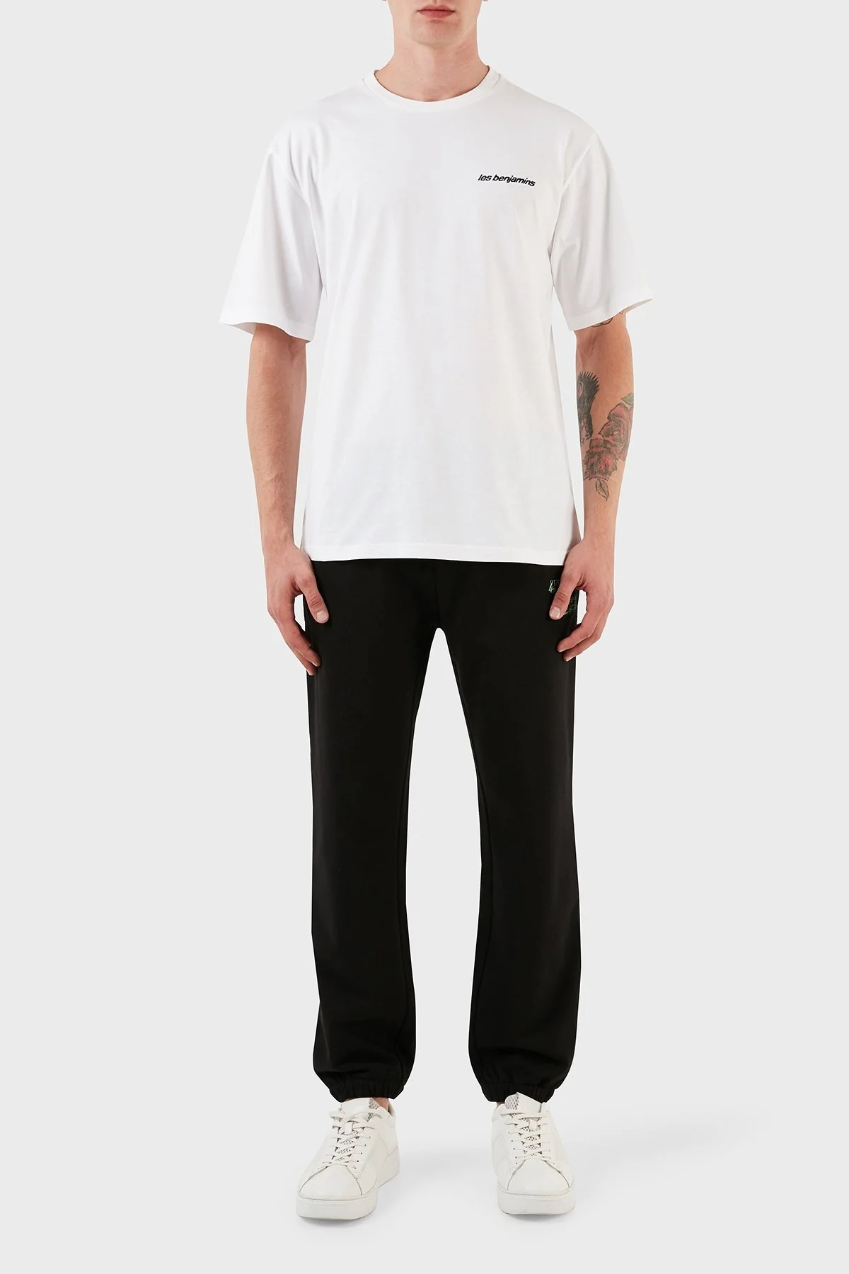 Les Benjamins Pamuklu Baskılı Oversize Erkek T Shirt LB23FWFRWMUTS-004 BEYAZ - 4