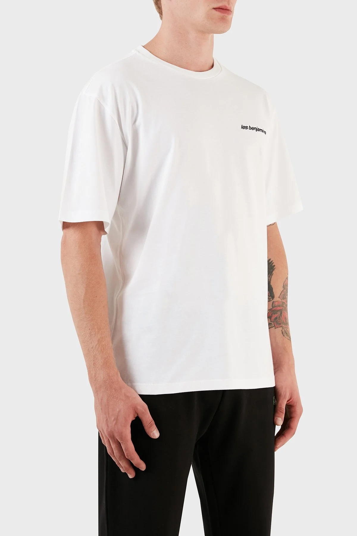 Les Benjamins Pamuklu Baskılı Oversize Erkek T Shirt LB23FWFRWMUTS-004 BEYAZ - 6