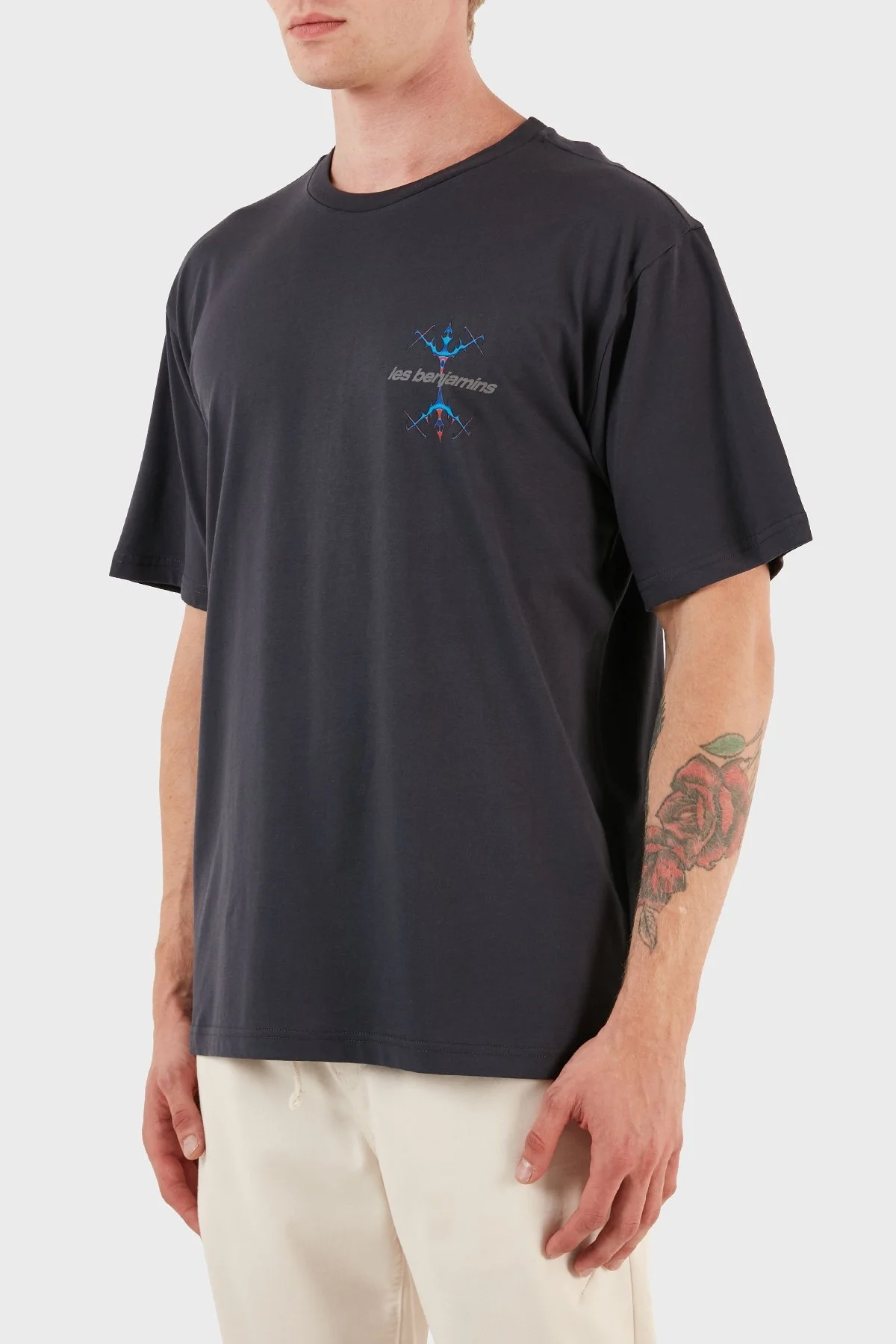Les Benjamins Pamuklu Baskılı Oversize Erkek T Shirt LB23FWFRWMUTS-005 ANTRASİT - 5