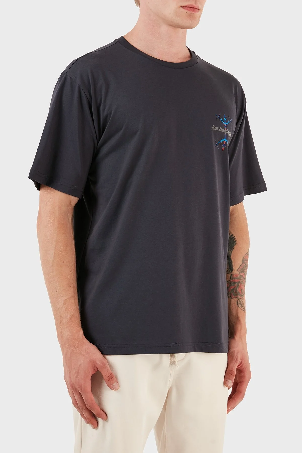 Les Benjamins Pamuklu Baskılı Oversize Erkek T Shirt LB23FWFRWMUTS-005 ANTRASİT - 8