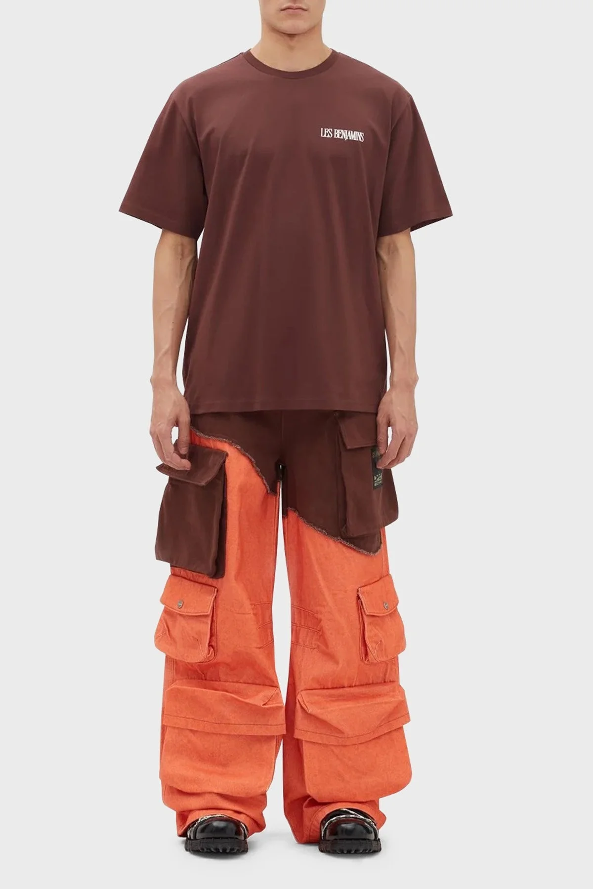 Les Benjamins Pamuklu Baskılı Oversize Erkek T Shirt LB23FWFRWMUTS-008 KAHVE - 3