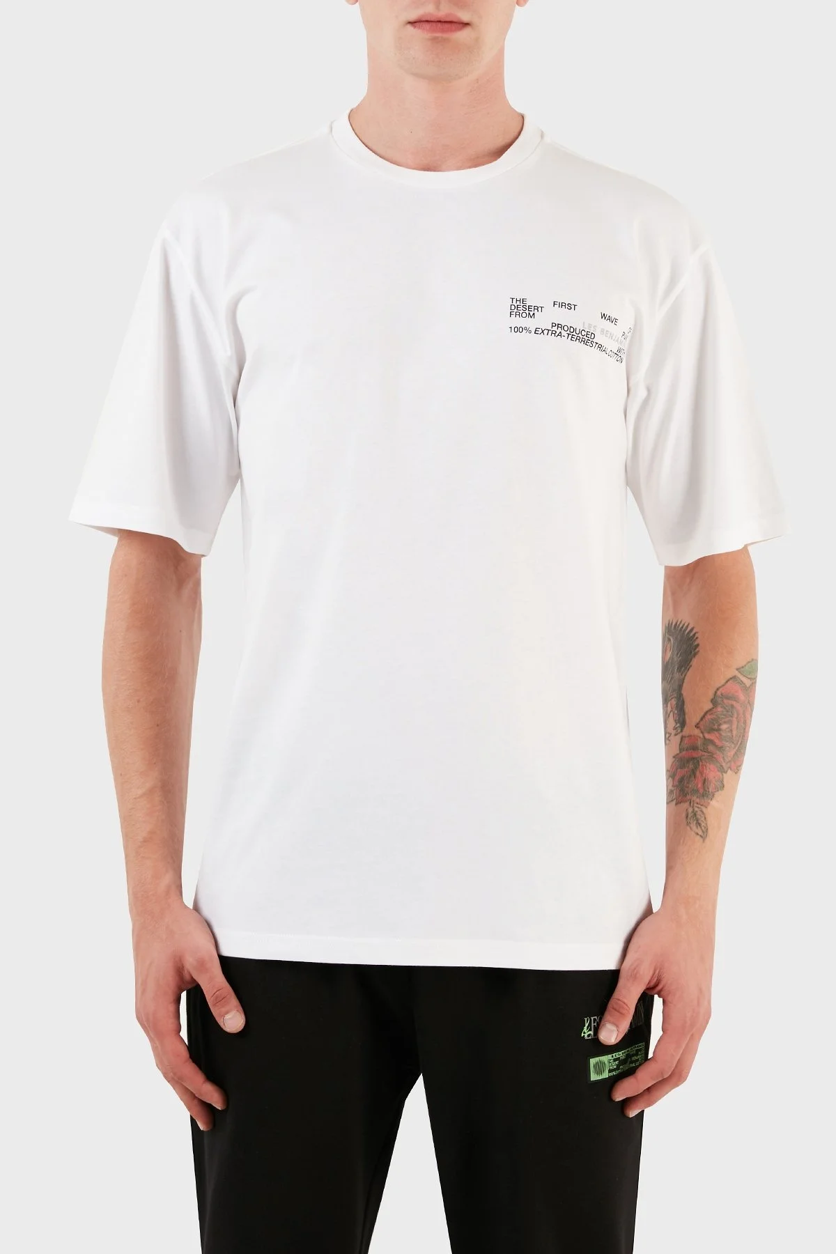 Les Benjamins Pamuklu Baskılı Oversize Erkek T Shirt LB23FWFRWMUTS-010 BEYAZ - 2