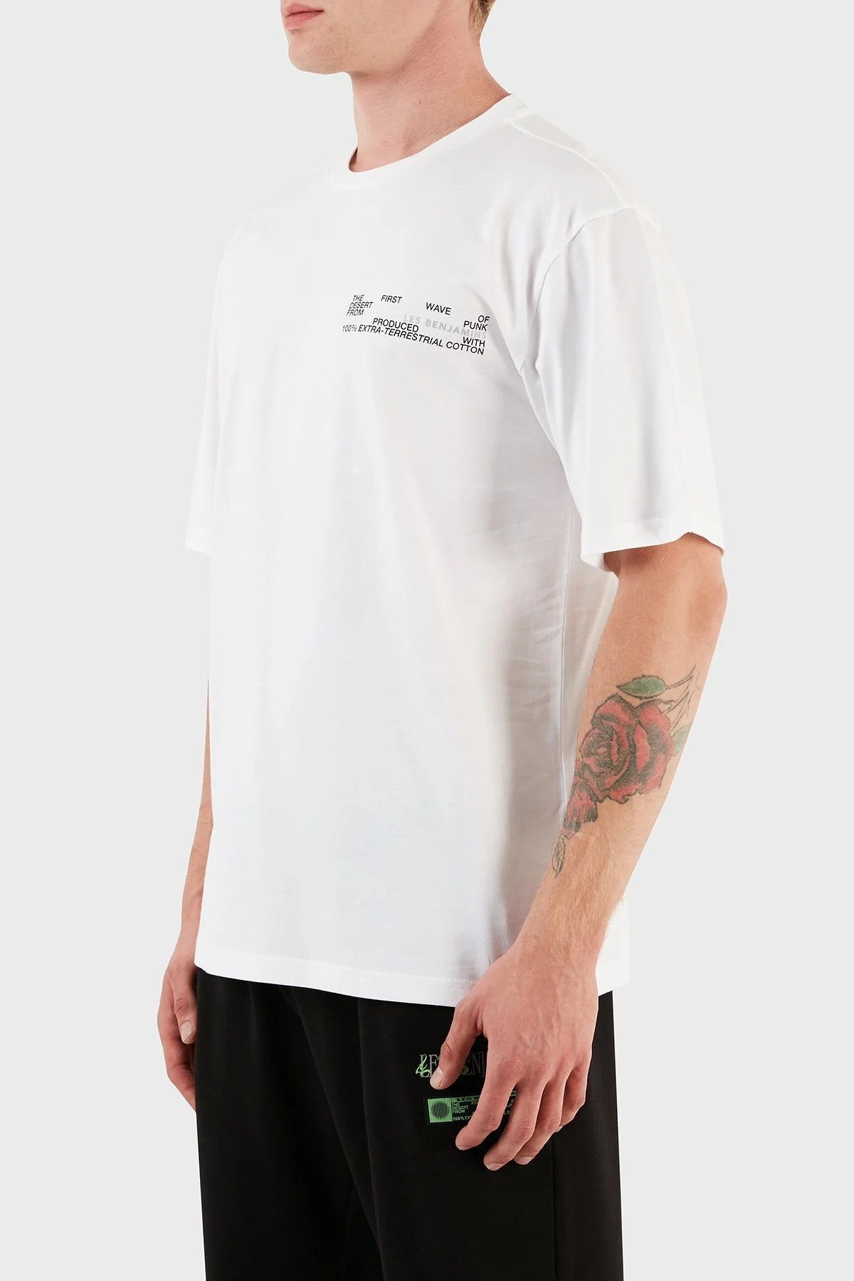 Les Benjamins Pamuklu Baskılı Oversize Erkek T Shirt LB23FWFRWMUTS-010 BEYAZ - 3