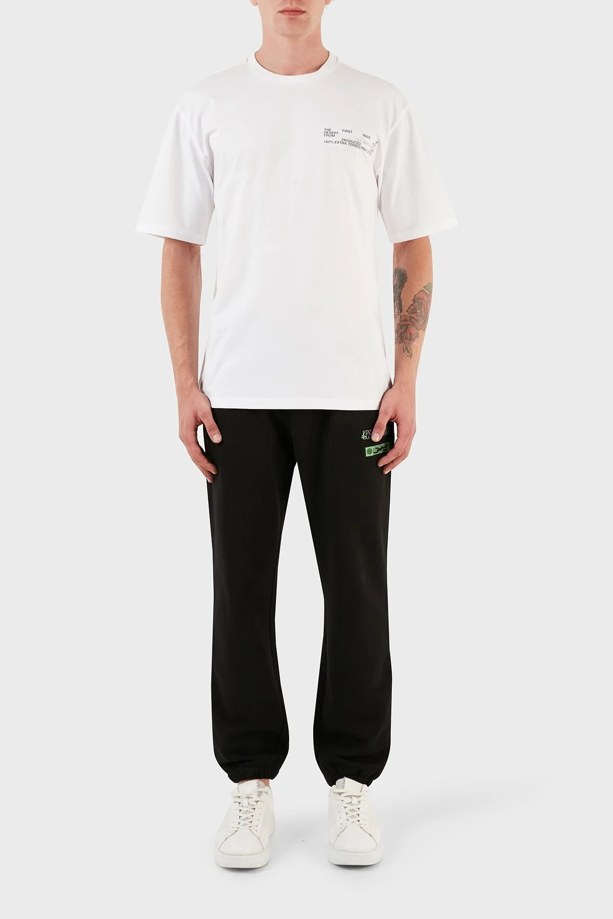 Les Benjamins Pamuklu Baskılı Oversize Erkek T Shirt LB23FWFRWMUTS-010 BEYAZ - 5