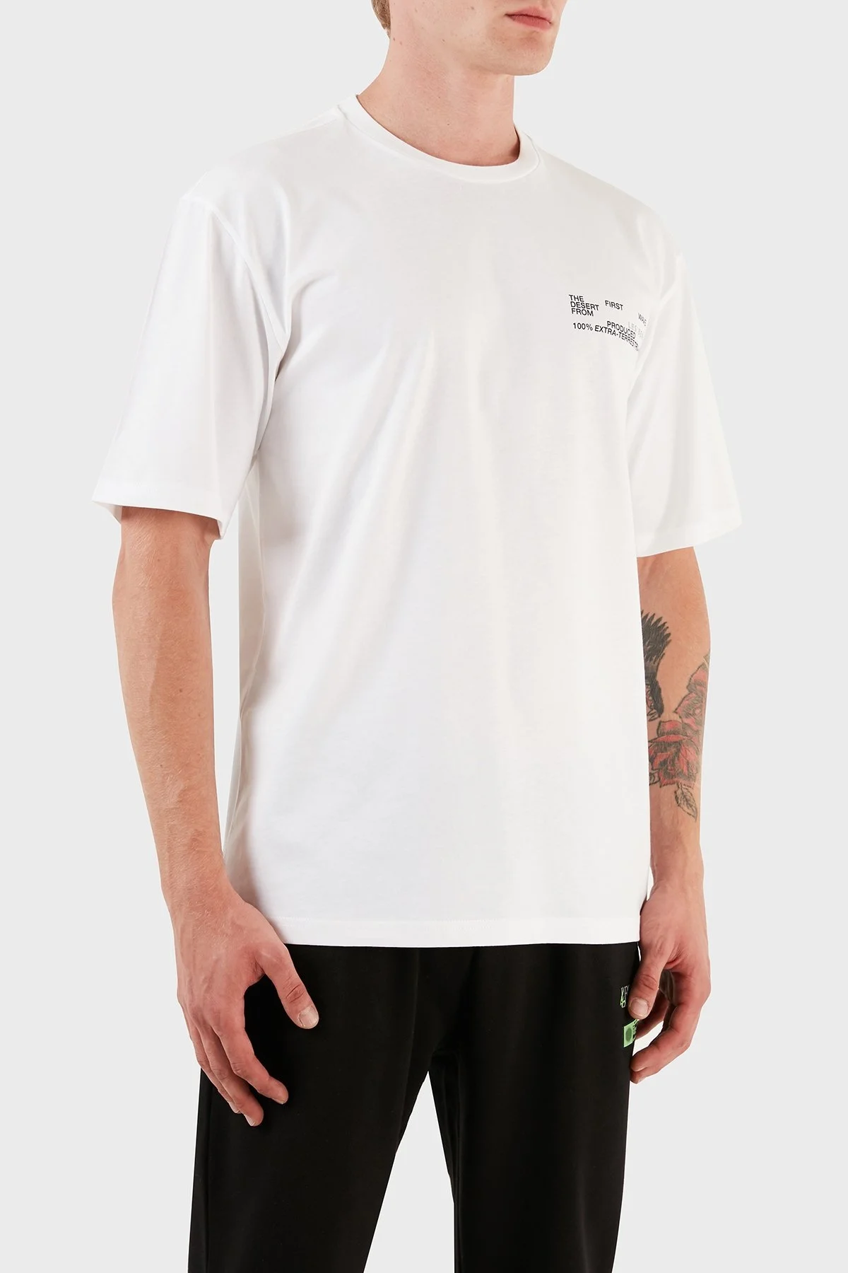 Les Benjamins Pamuklu Baskılı Oversize Erkek T Shirt LB23FWFRWMUTS-010 BEYAZ - 6