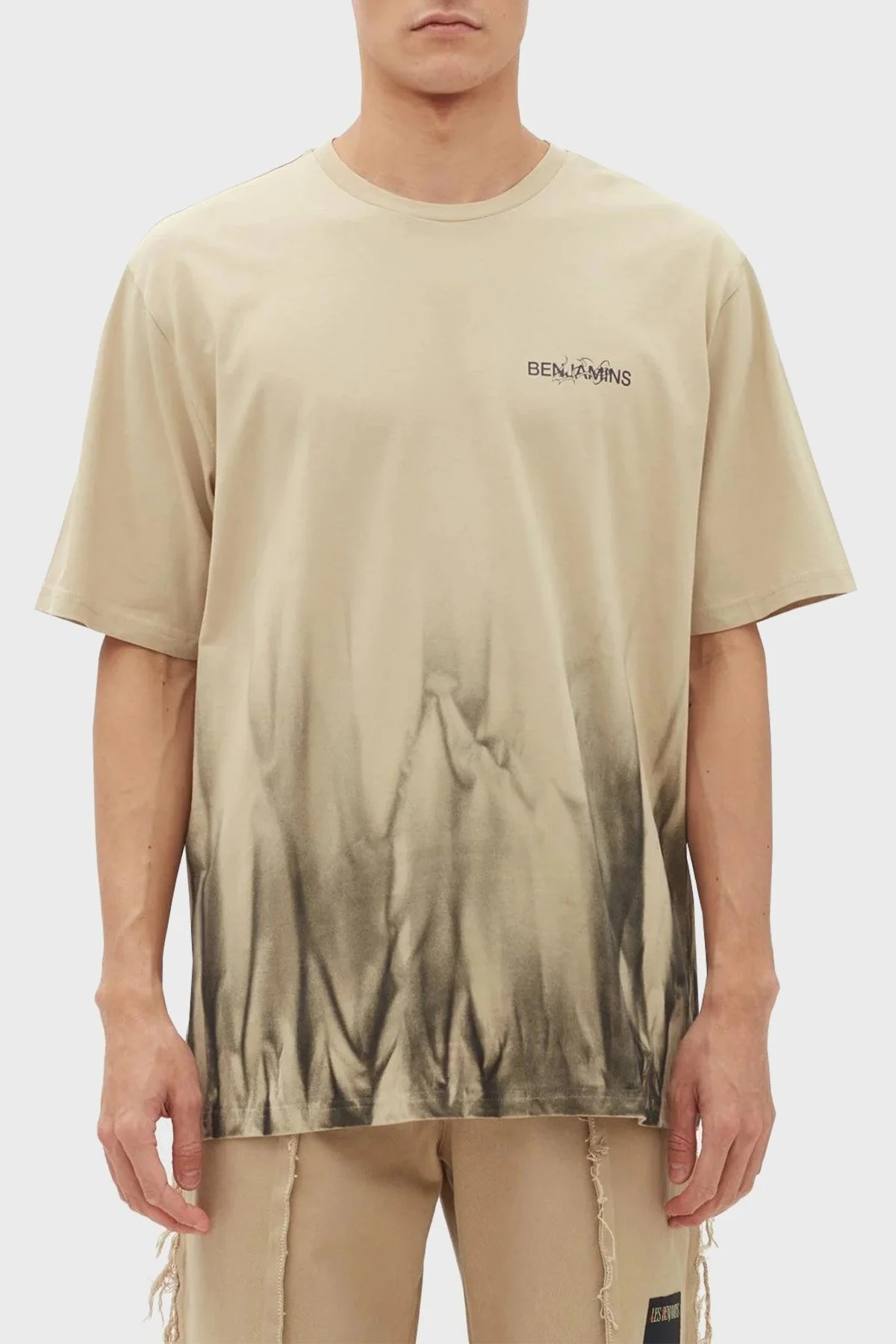 Les Benjamins Pamuklu Baskılı Oversize Erkek T Shirt LB23FWFRWMUTS-012 TAŞ - 1