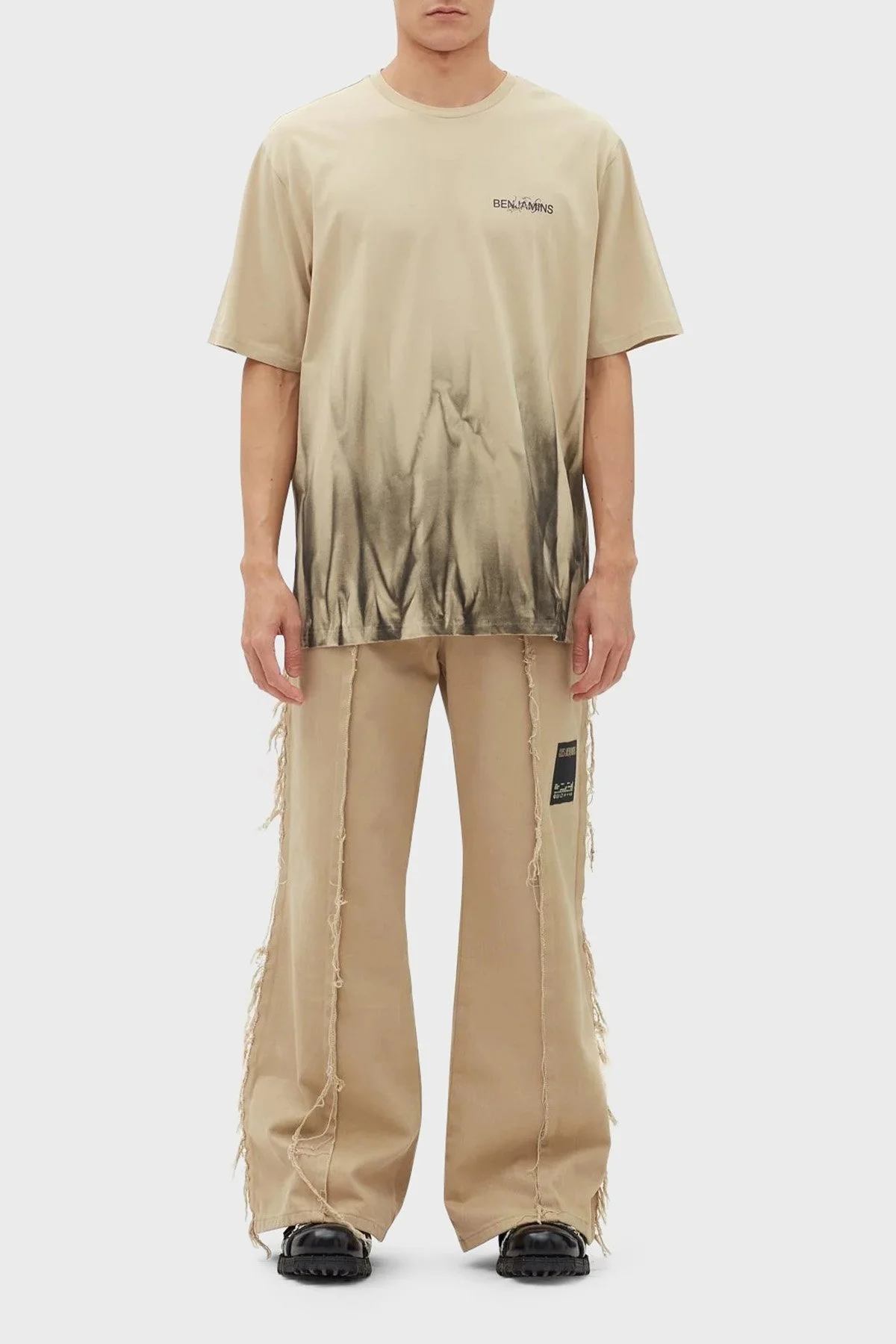 Les Benjamins Pamuklu Baskılı Oversize Erkek T Shirt LB23FWFRWMUTS-012 TAŞ - 3