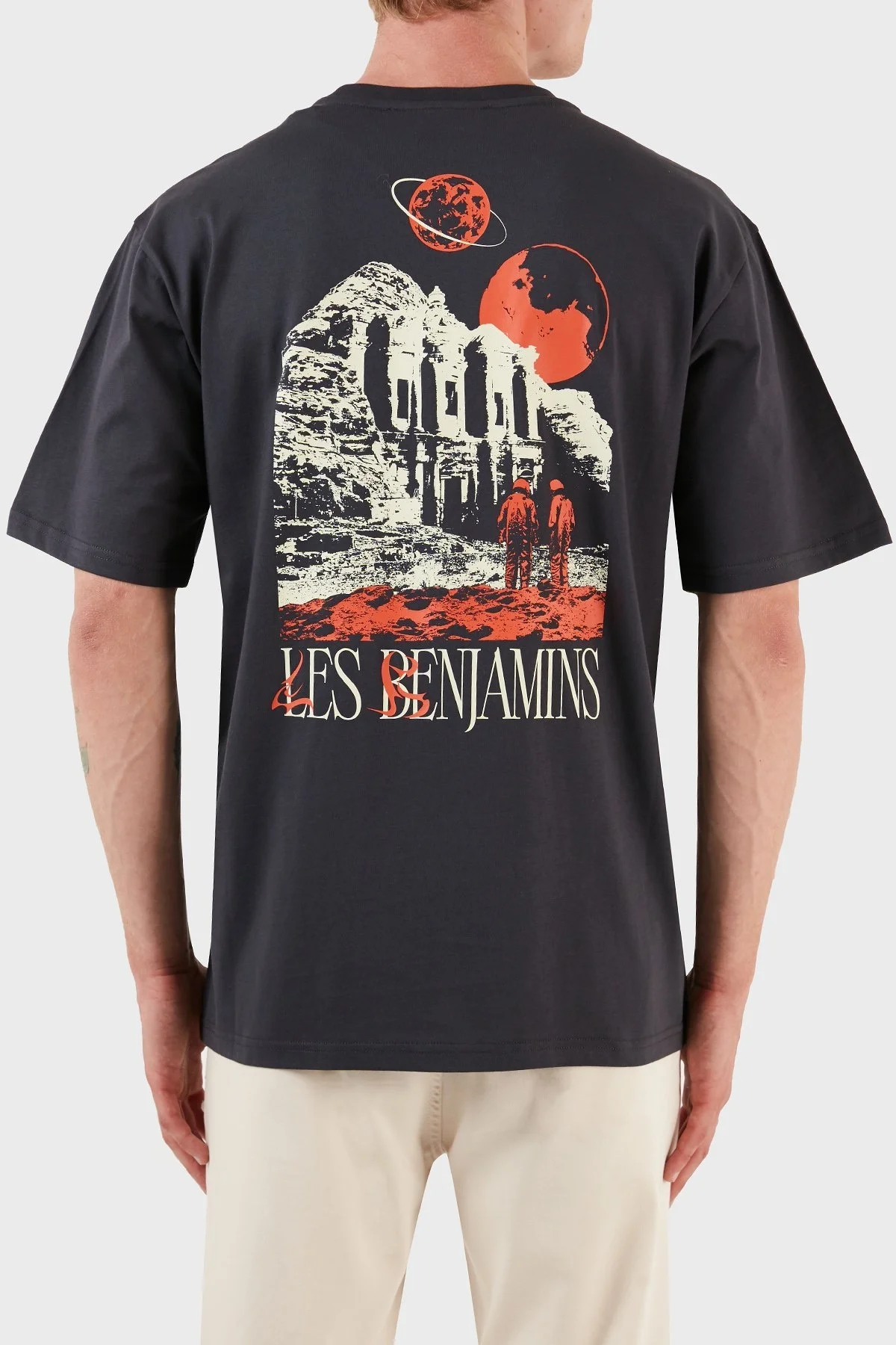 Les Benjamins Pamuklu Baskılı Oversize Erkek T Shirt LB23FWFRWMUTS-013 ANTRASİT - 1