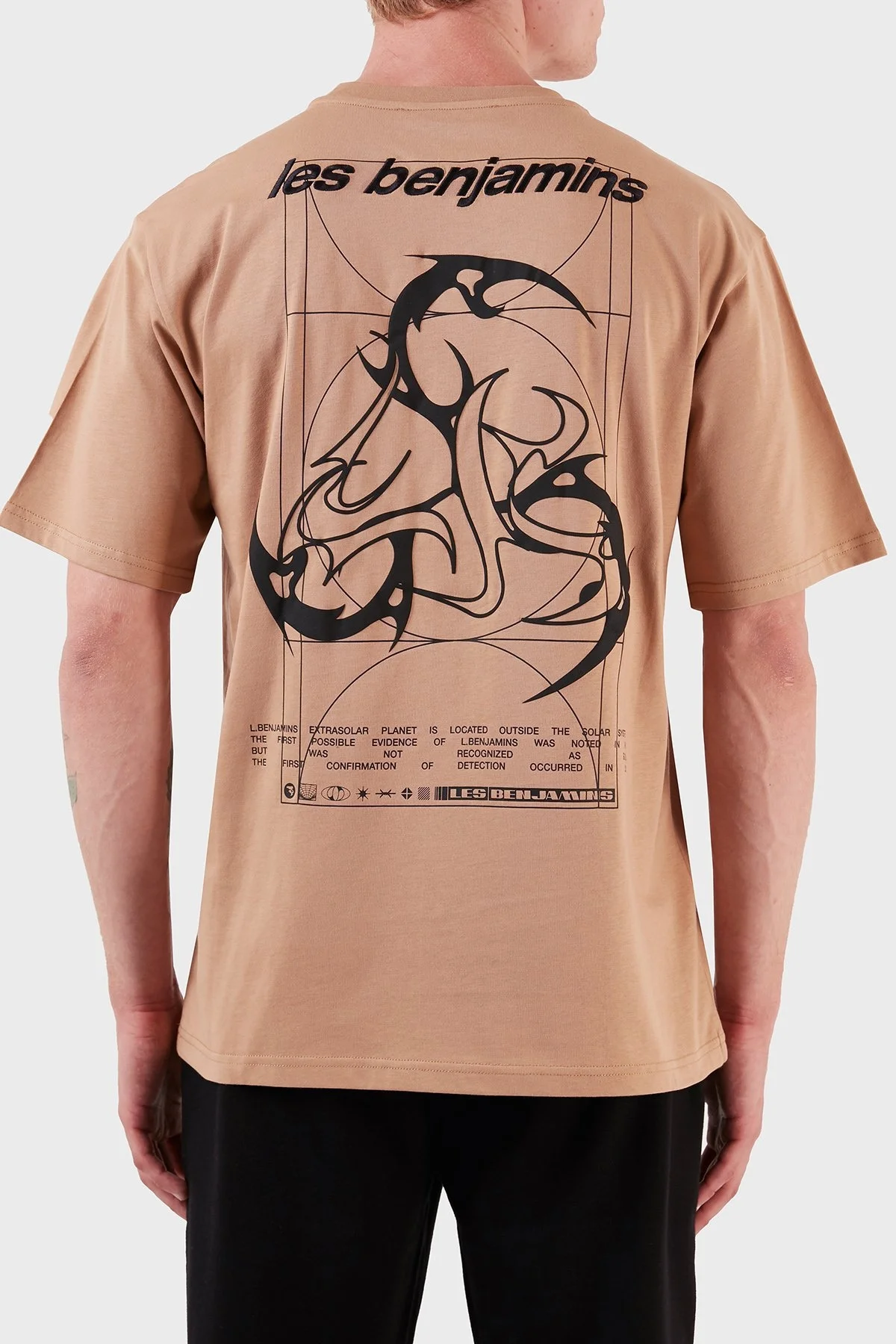Les Benjamins Pamuklu Baskılı Oversize Erkek T Shirt LB23FWFRWMUTS-017 BİSKÜVİ - 1