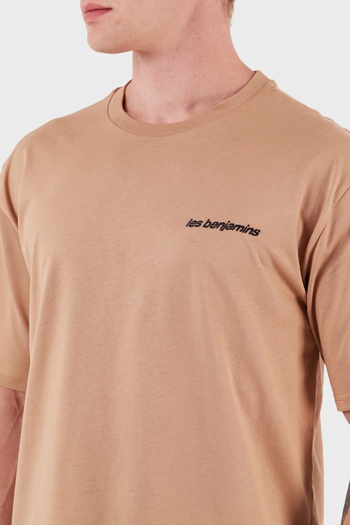Les Benjamins Pamuklu Baskılı Oversize Erkek T Shirt LB23FWFRWMUTS-017 BİSKÜVİ - 5