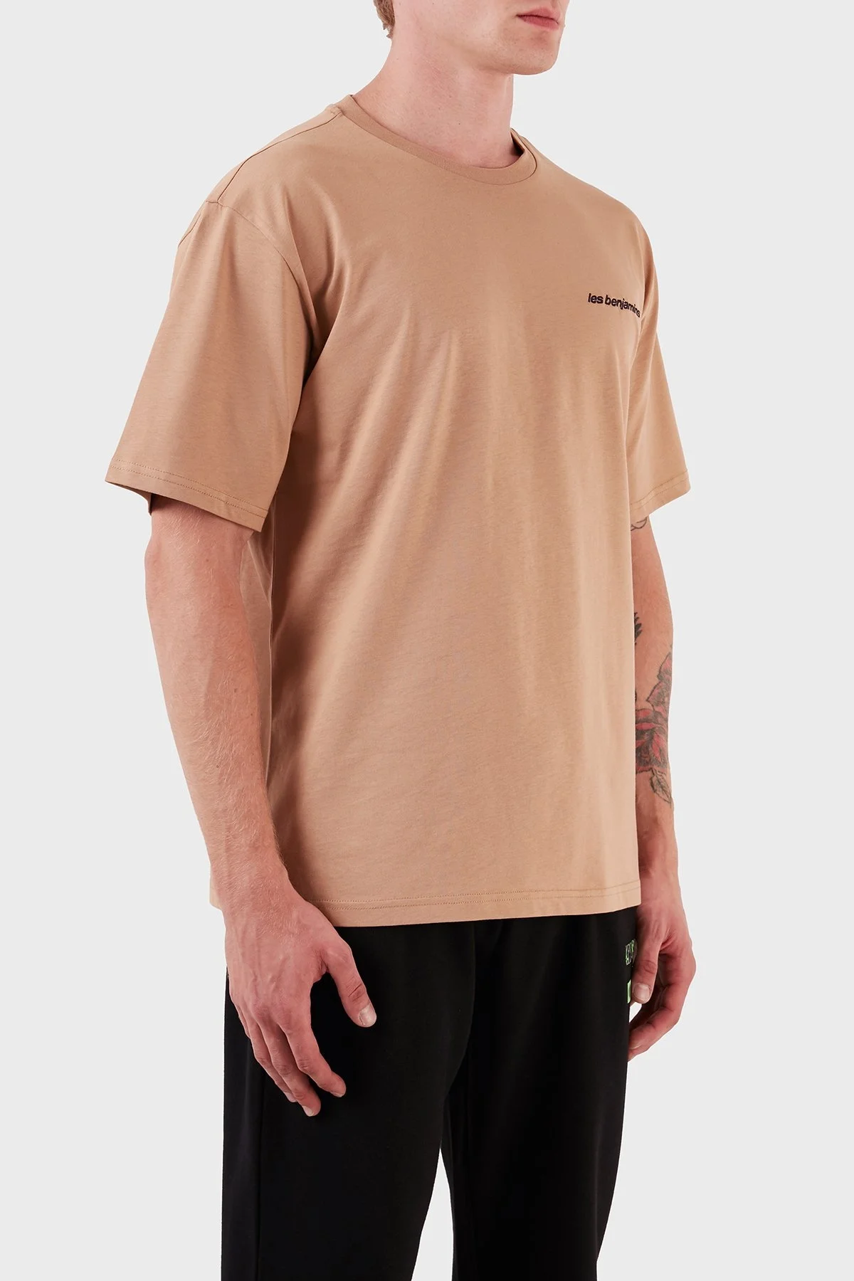 Les Benjamins Pamuklu Baskılı Oversize Erkek T Shirt LB23FWFRWMUTS-017 BİSKÜVİ - 6