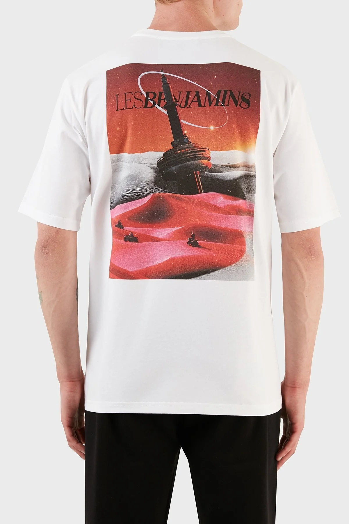 Les Benjamins Pamuklu Baskılı Oversize Erkek T Shirt LB23FWFRWMUTS-018 BEYAZ - 1