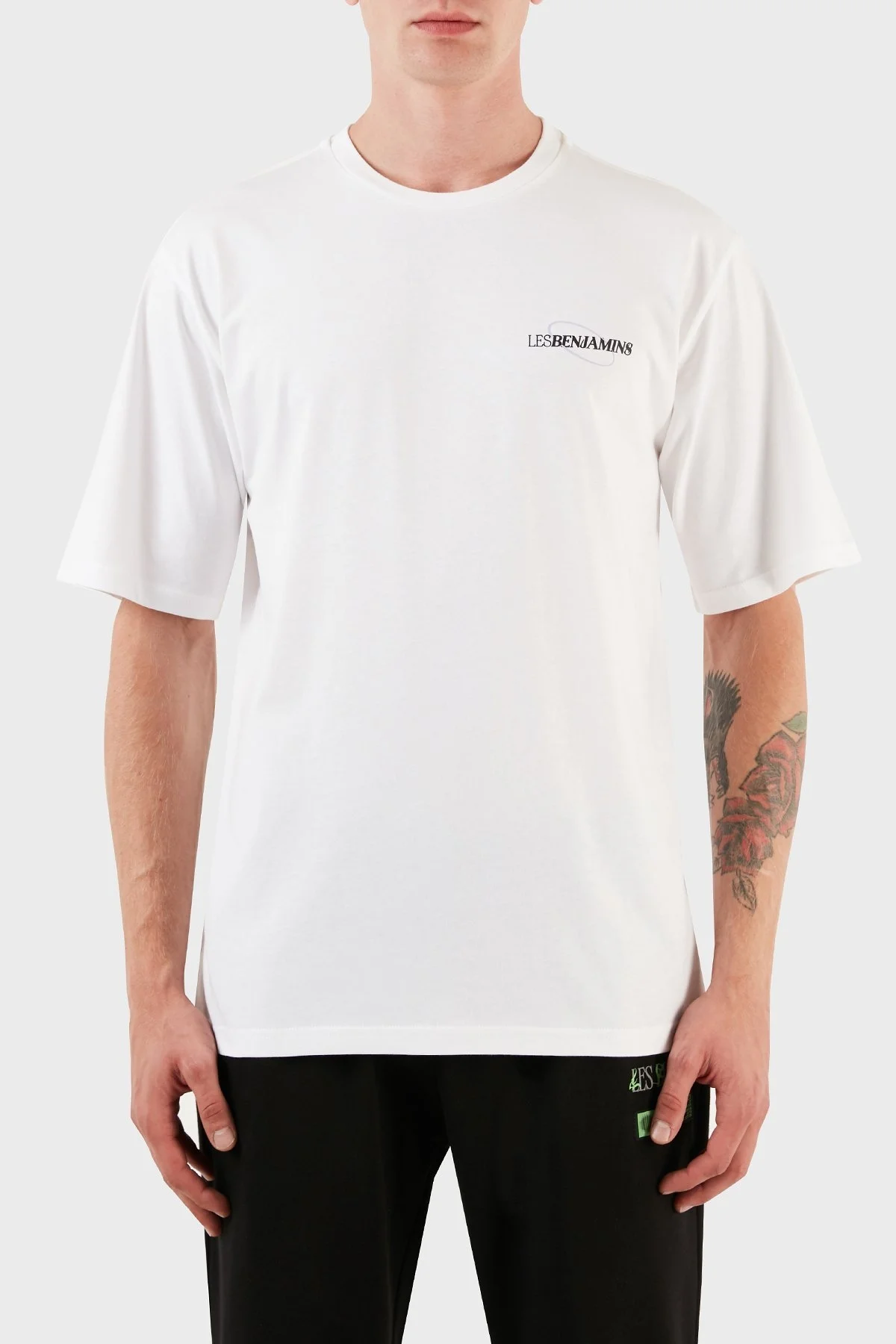 Les Benjamins Pamuklu Baskılı Oversize Erkek T Shirt LB23FWFRWMUTS-018 BEYAZ - 2