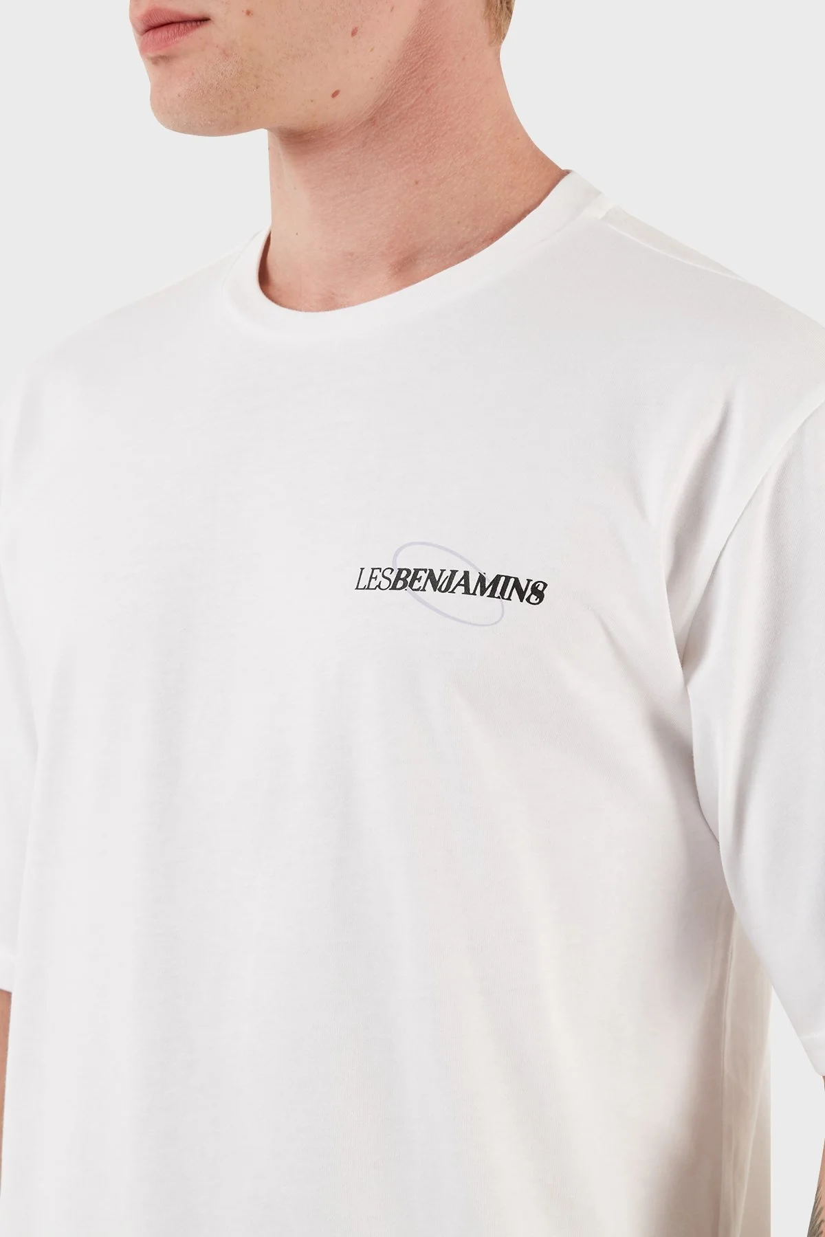 Les Benjamins Pamuklu Baskılı Oversize Erkek T Shirt LB23FWFRWMUTS-018 BEYAZ - 5