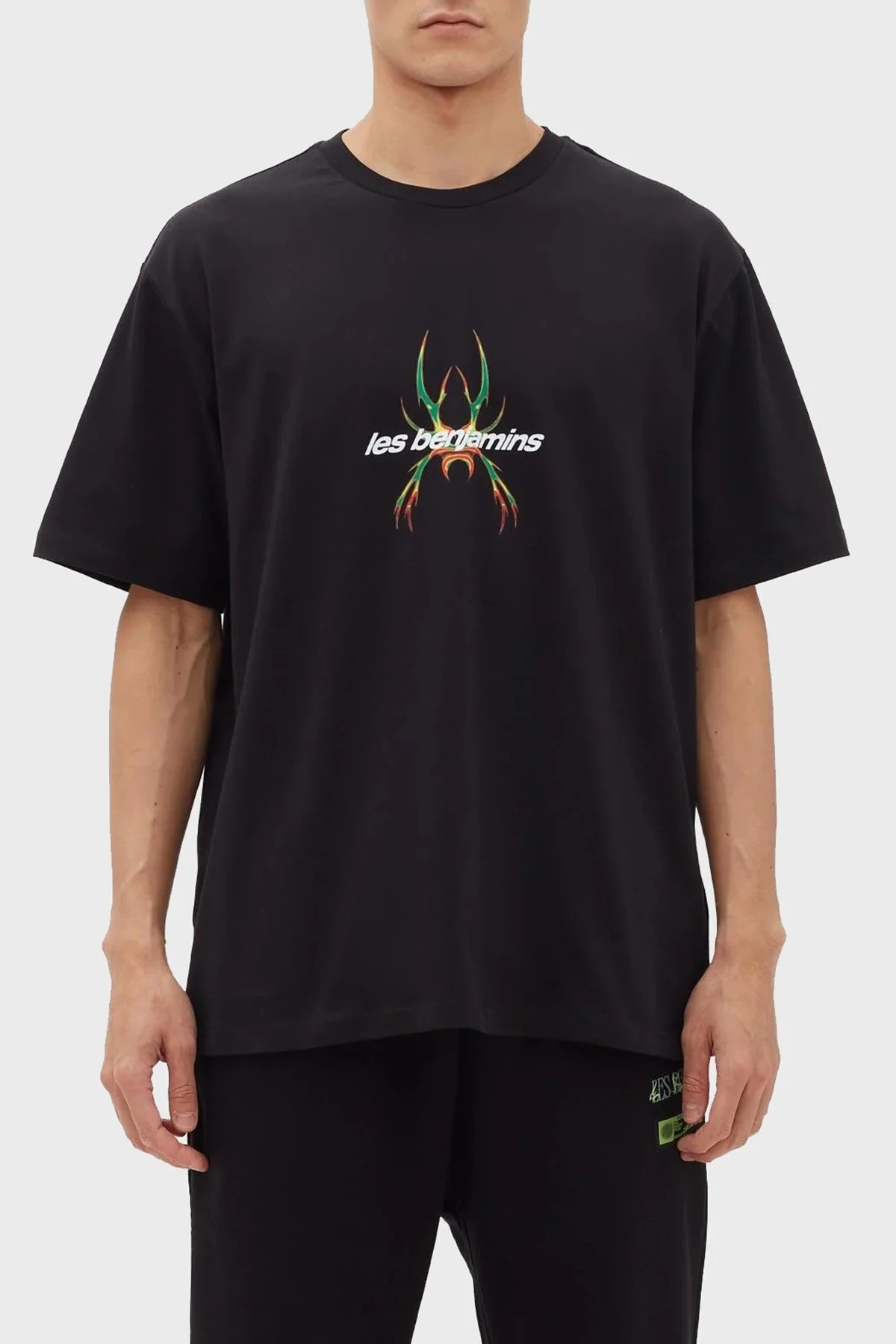 Les Benjamins Pamuklu Baskılı Oversize Erkek T Shirt LB23FWFRWMUTS-020 SİYAH - 1