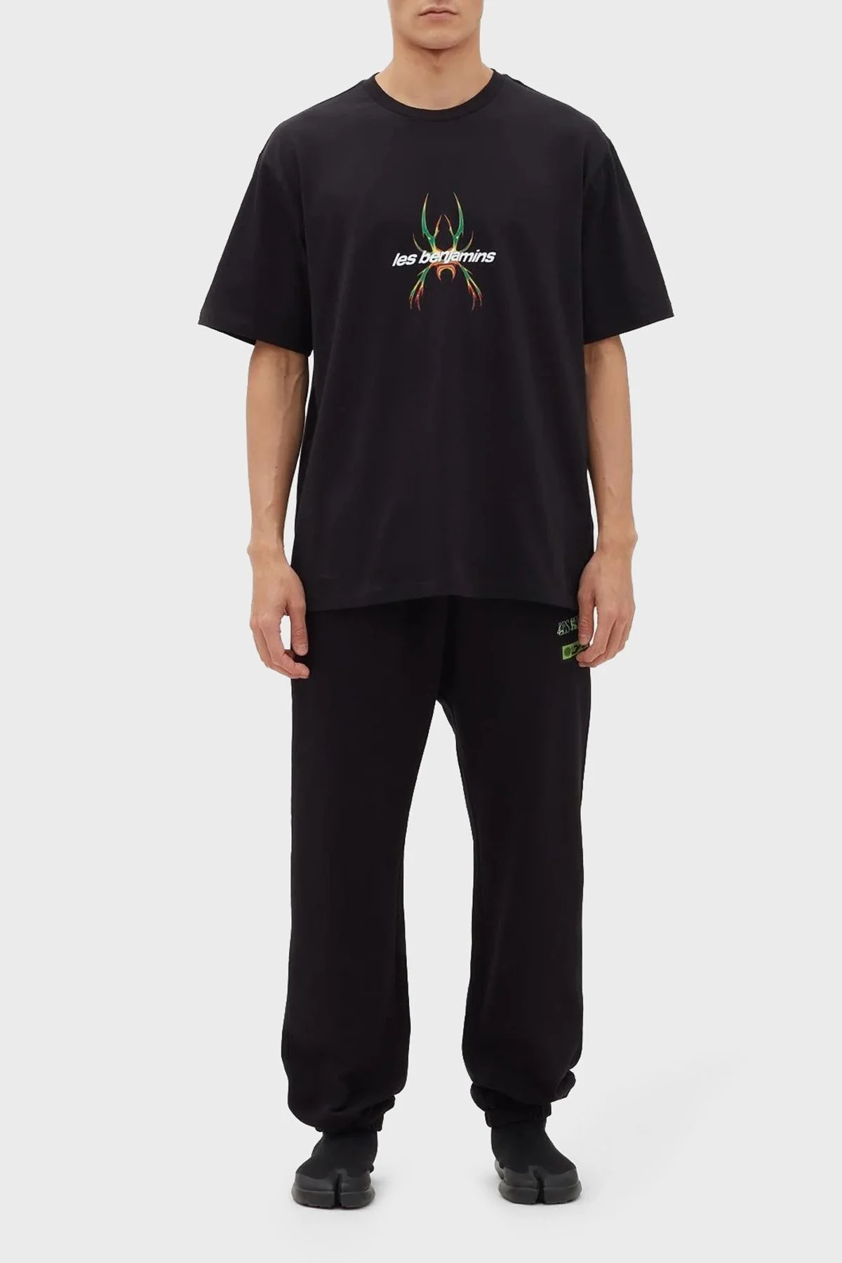 Les Benjamins Pamuklu Baskılı Oversize Erkek T Shirt LB23FWFRWMUTS-020 SİYAH - 3