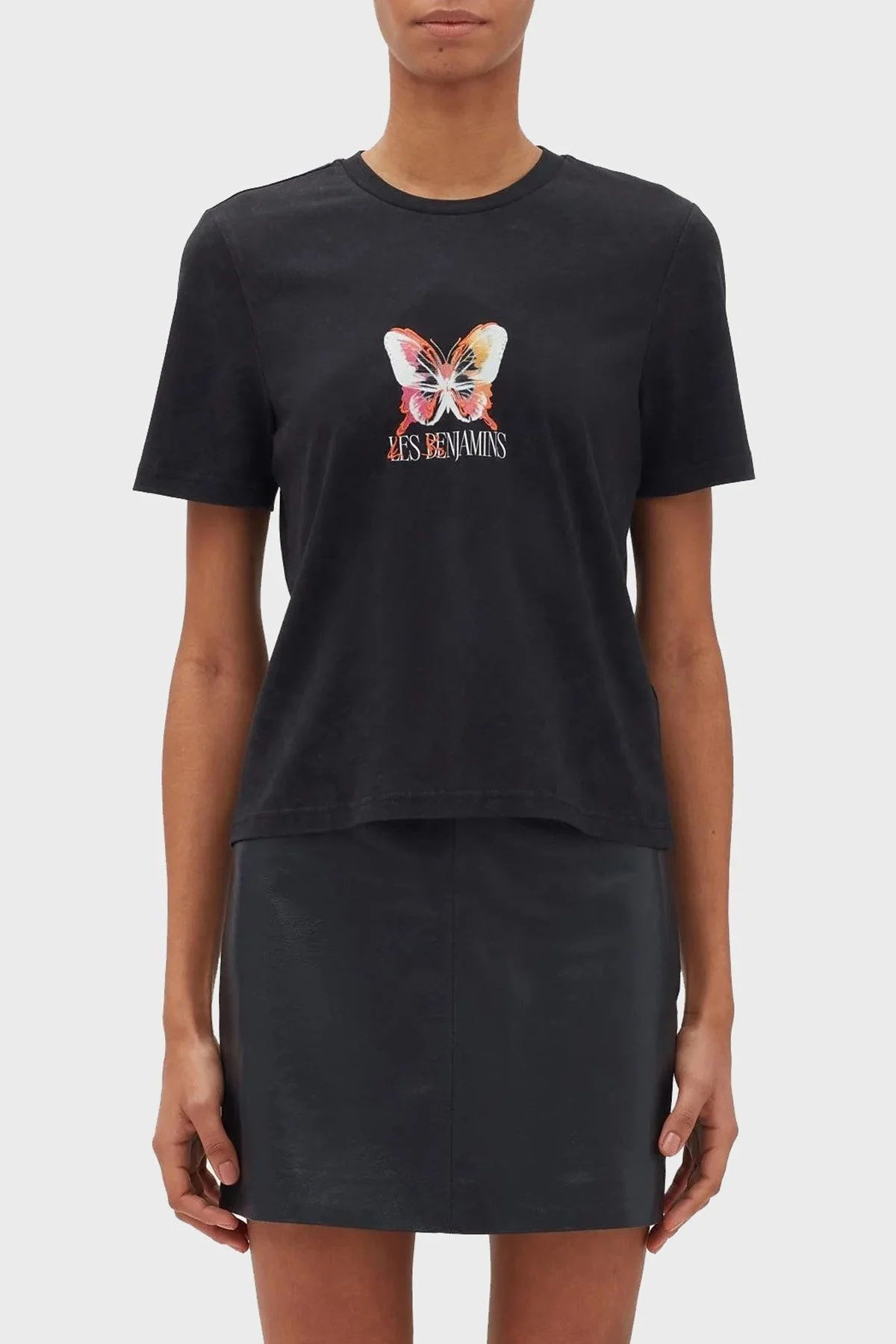 Les Benjamins Pamuklu Baskılı Regular Fit Bayan T Shirt LB23FWFRWFUTS-001 ANTRASİT - 1